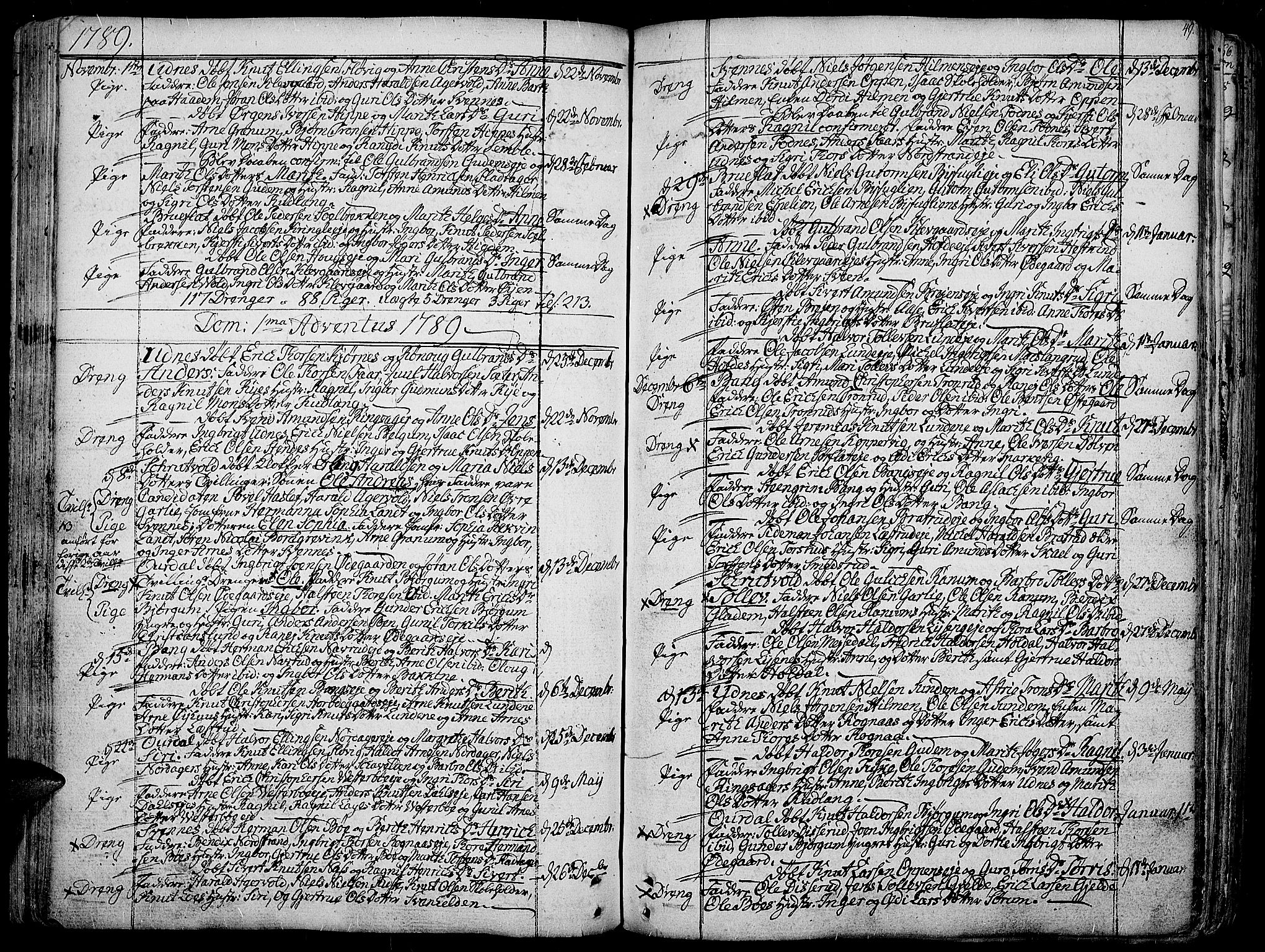 Aurdal prestekontor, SAH/PREST-126/H/Ha/Haa/L0006: Parish register (official) no. 6, 1781-1804, p. 49