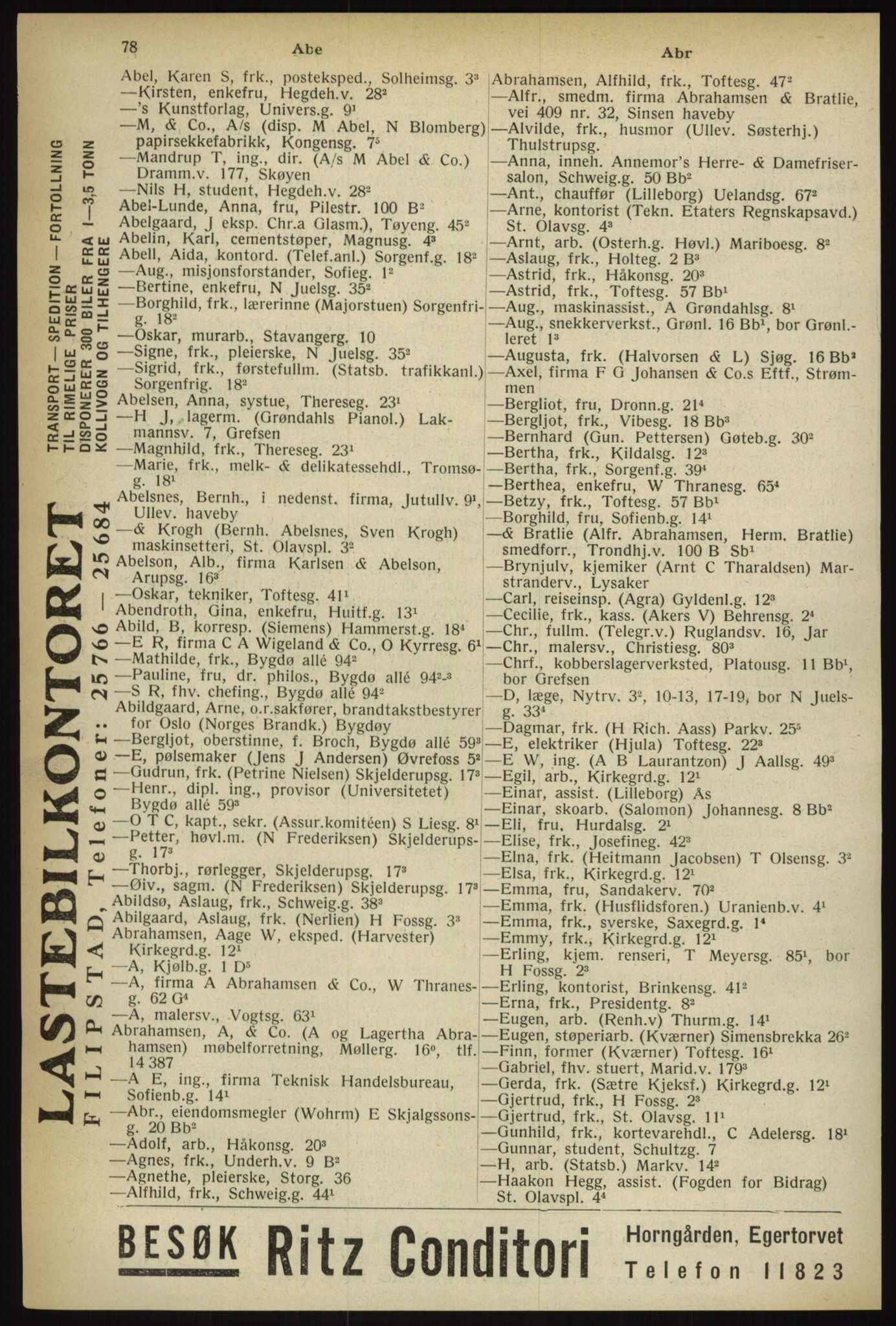 Kristiania/Oslo adressebok, PUBL/-, 1933, p. 78