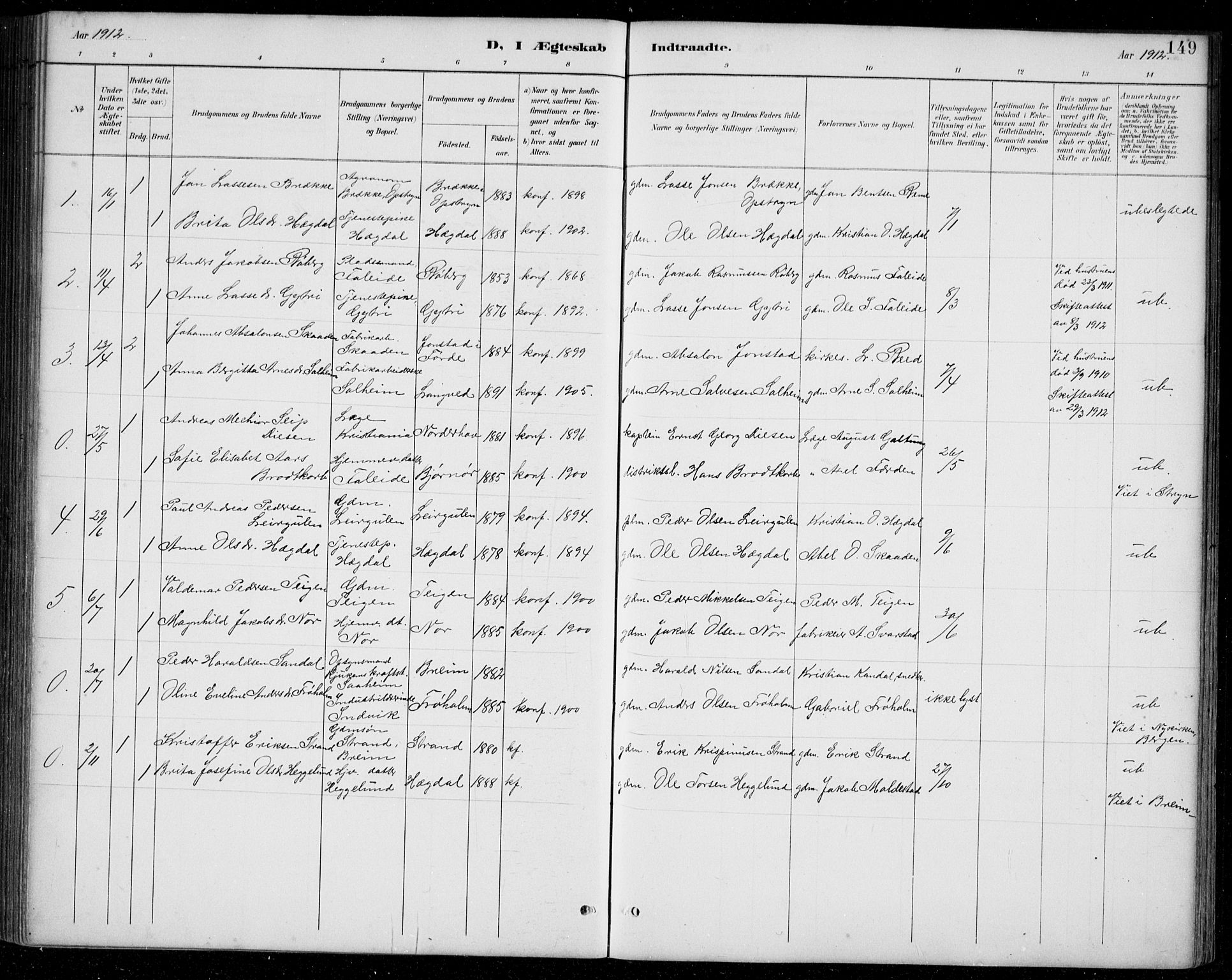 Innvik sokneprestembete, AV/SAB-A-80501: Parish register (copy) no. A 3, 1886-1912, p. 149