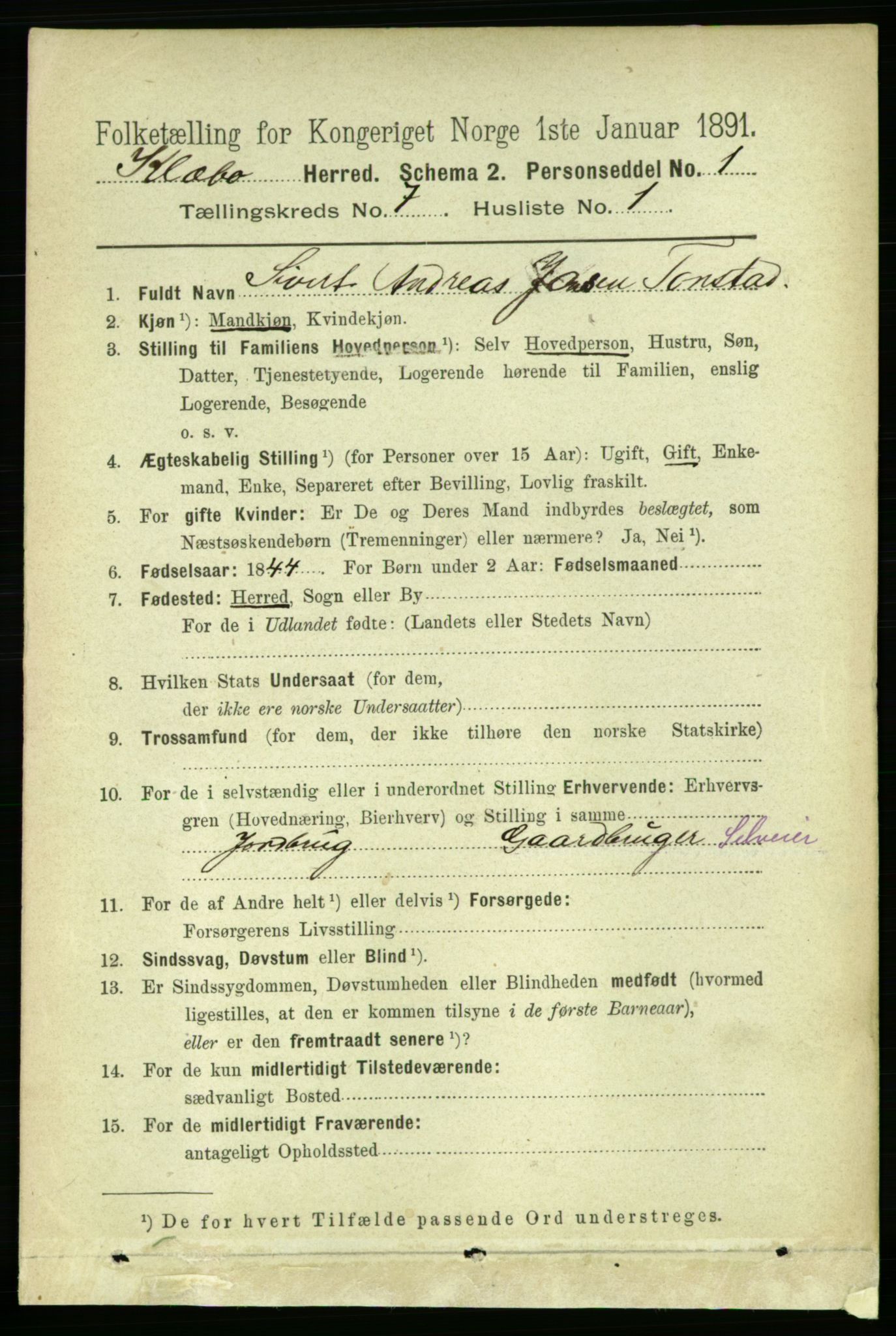 RA, 1891 census for 1662 Klæbu, 1891, p. 1352