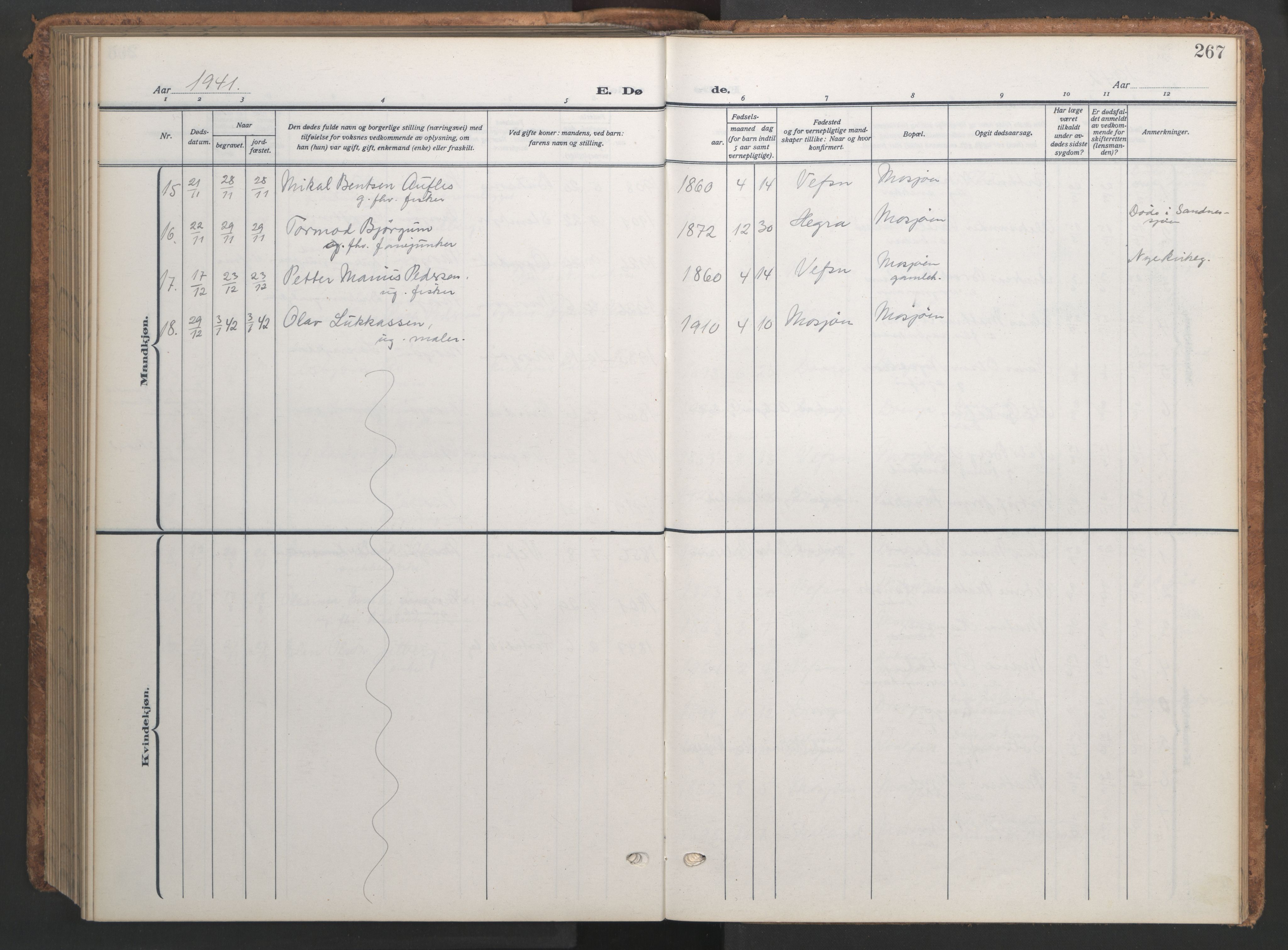 Ministerialprotokoller, klokkerbøker og fødselsregistre - Nordland, SAT/A-1459/820/L0303: Parish register (copy) no. 820C05, 1917-1952, p. 267