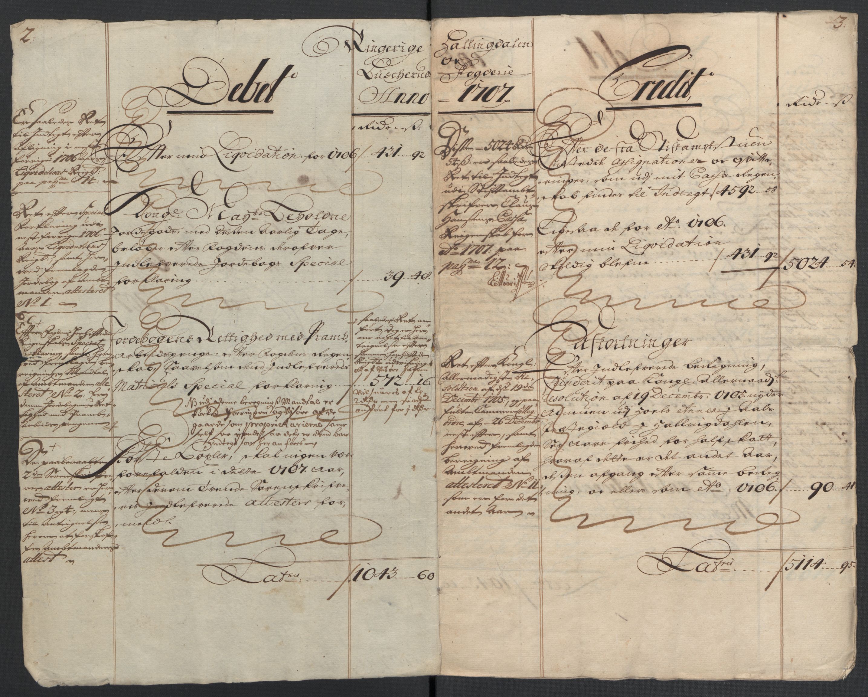 Rentekammeret inntil 1814, Reviderte regnskaper, Fogderegnskap, AV/RA-EA-4092/R22/L1466: Fogderegnskap Ringerike, Hallingdal og Buskerud, 1707, p. 4