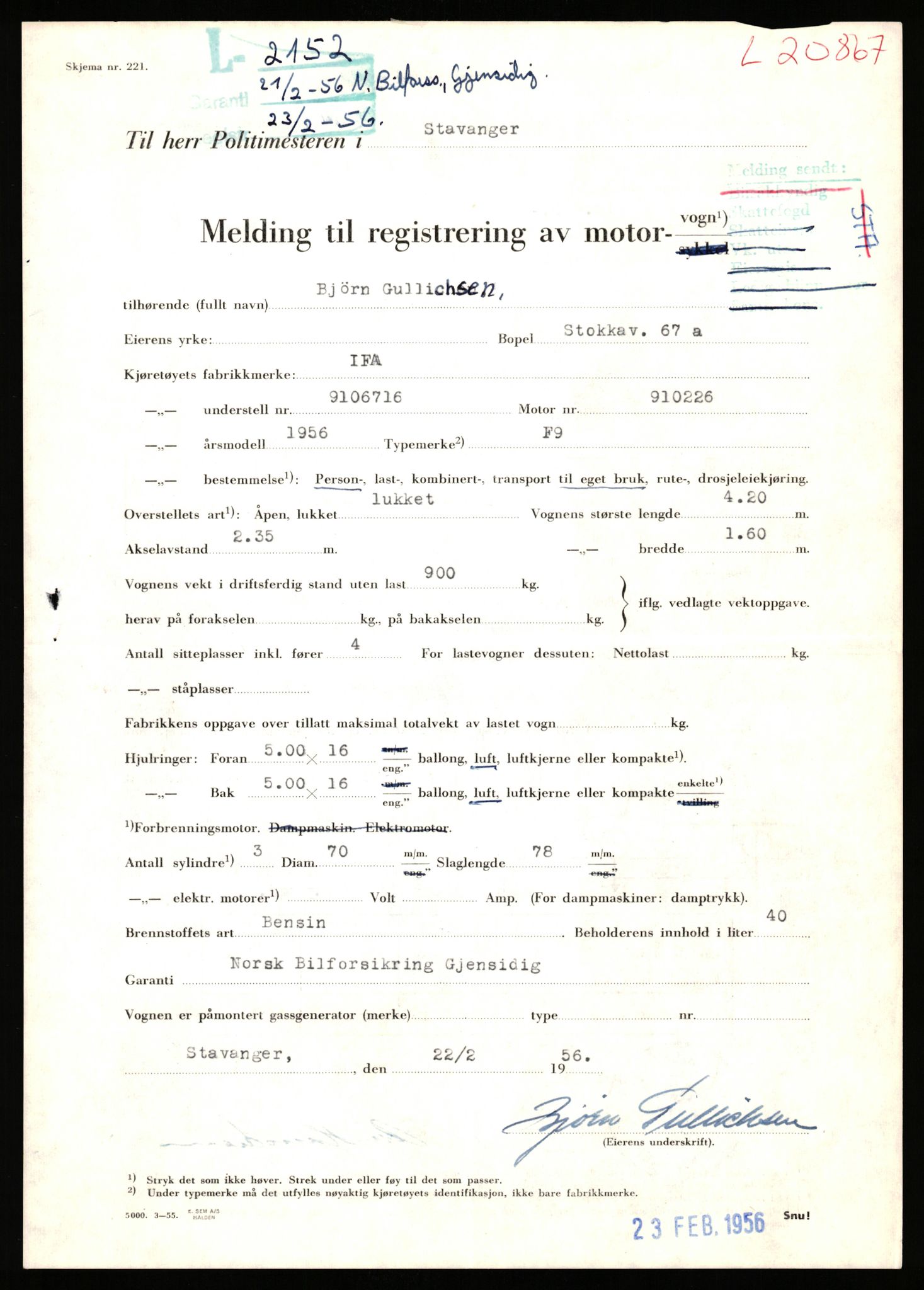 Stavanger trafikkstasjon, AV/SAST-A-101942/0/F/L0037: L-20500 - L-21499, 1930-1971, p. 1251