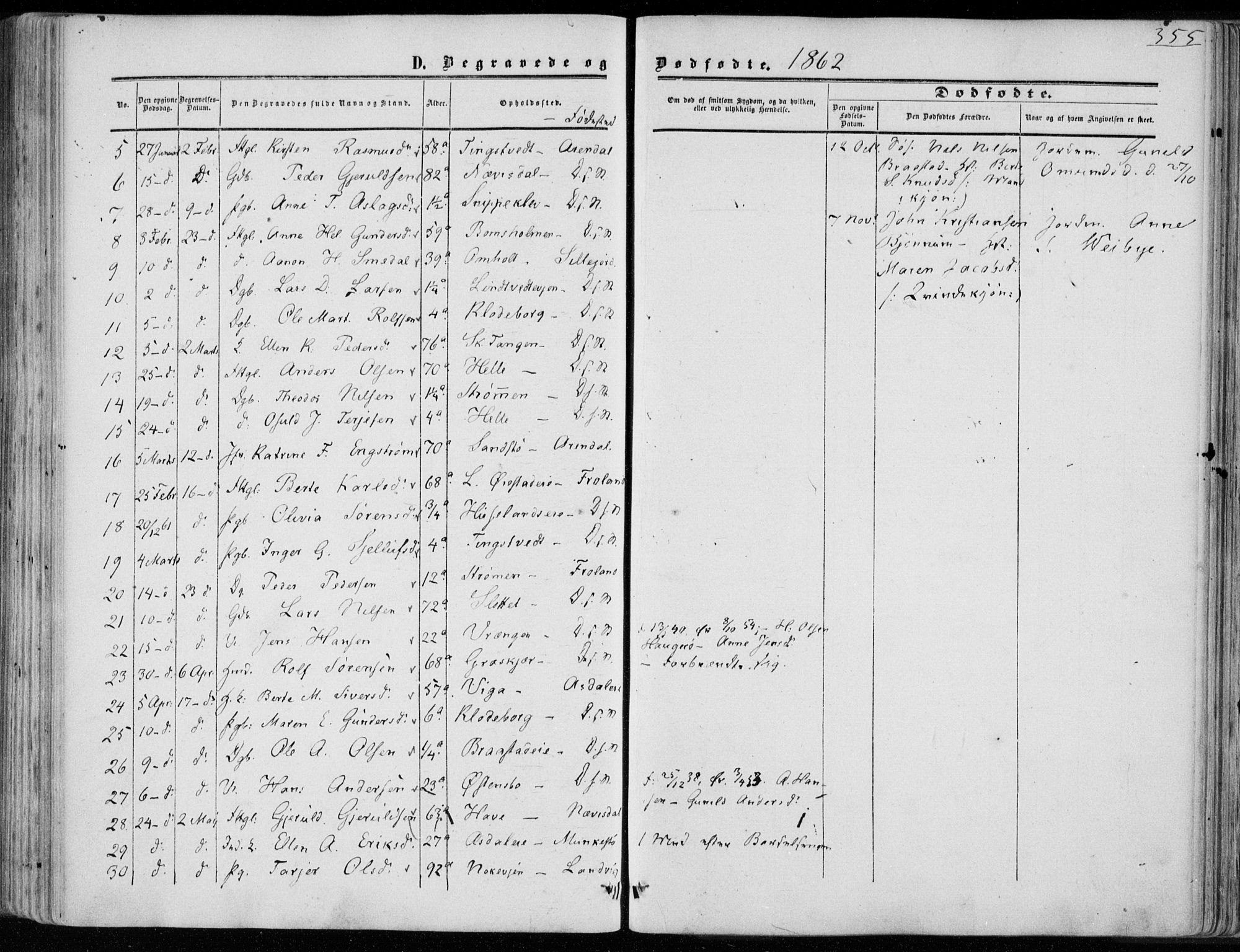 Øyestad sokneprestkontor, SAK/1111-0049/F/Fa/L0015: Parish register (official) no. A 15, 1857-1873, p. 355