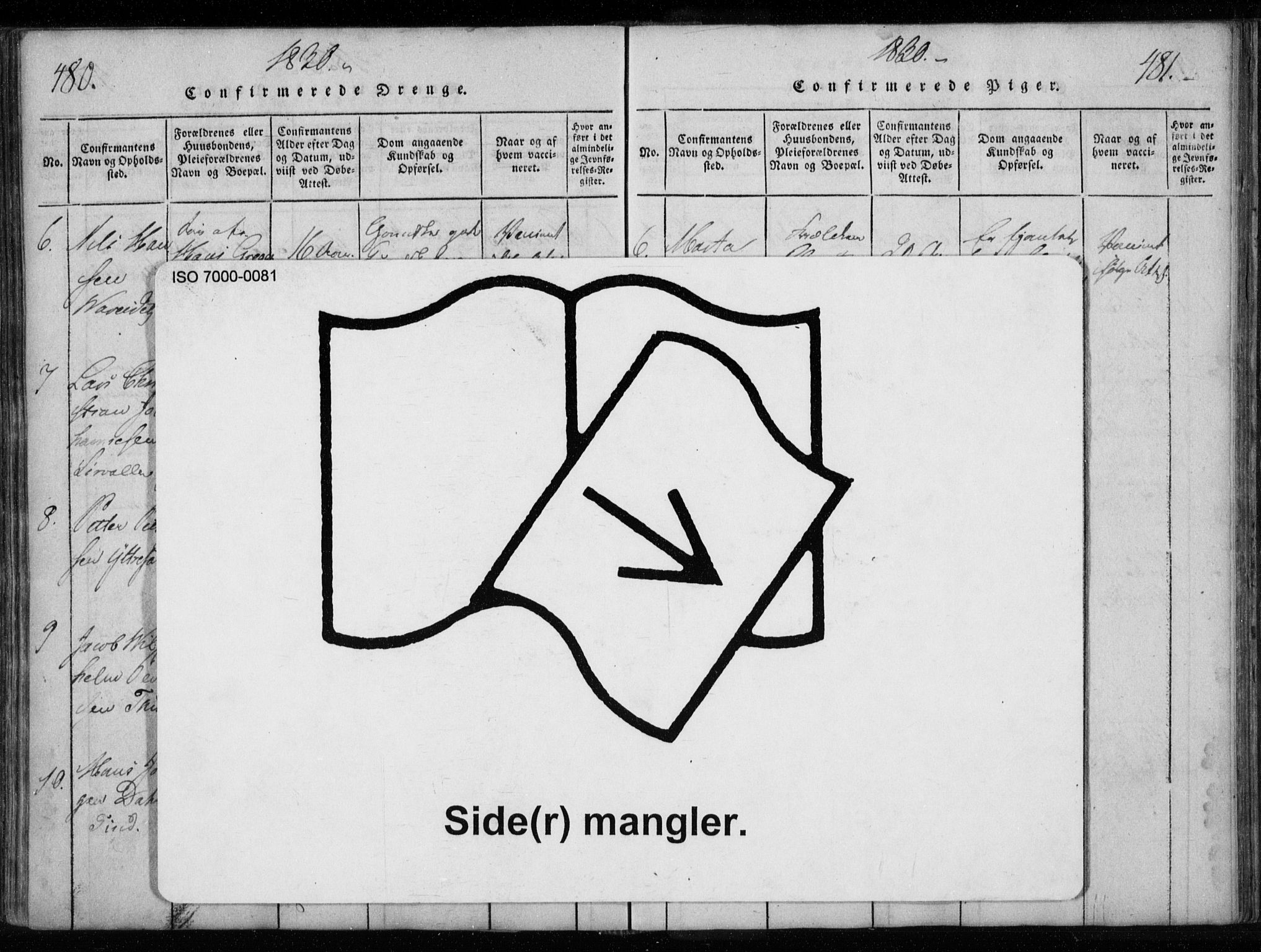 Ministerialprotokoller, klokkerbøker og fødselsregistre - Nordland, AV/SAT-A-1459/885/L1201: Parish register (official) no. 885A02, 1820-1837, p. 480-481