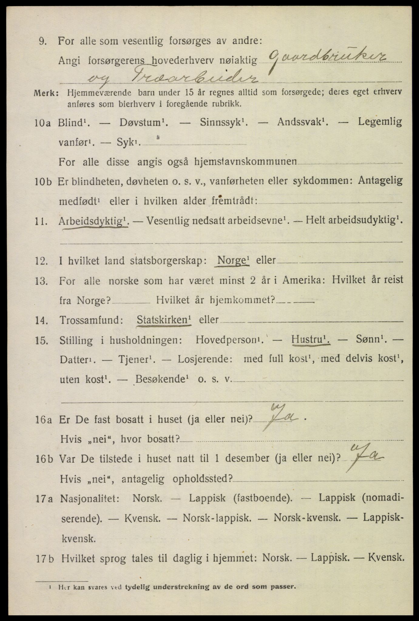 SAT, 1920 census for Beiarn, 1920, p. 1911