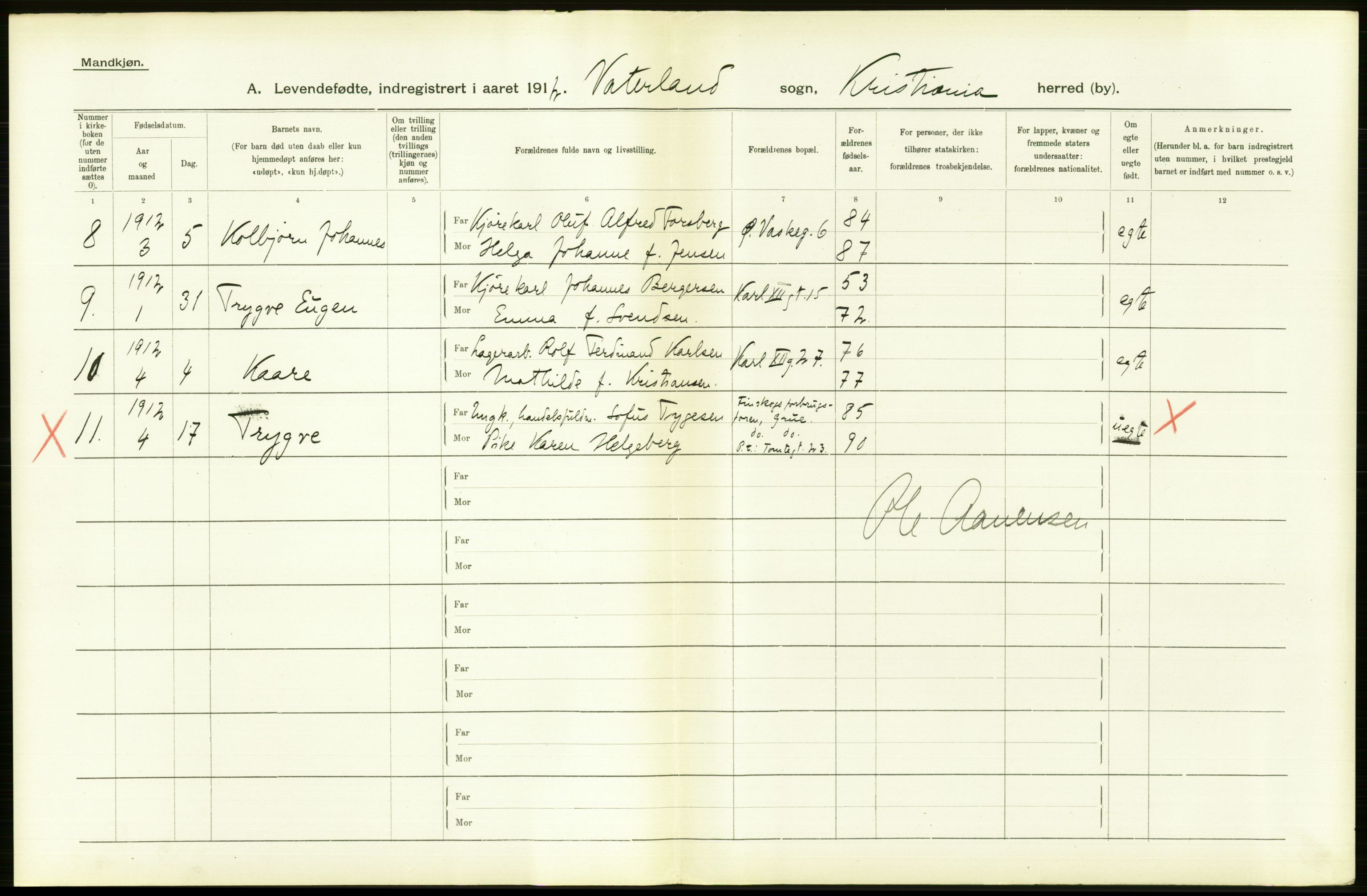 Statistisk sentralbyrå, Sosiodemografiske emner, Befolkning, AV/RA-S-2228/D/Df/Dfb/Dfbb/L0006: Kristiania:  Levendefødte menn og kvinner., 1912, p. 678