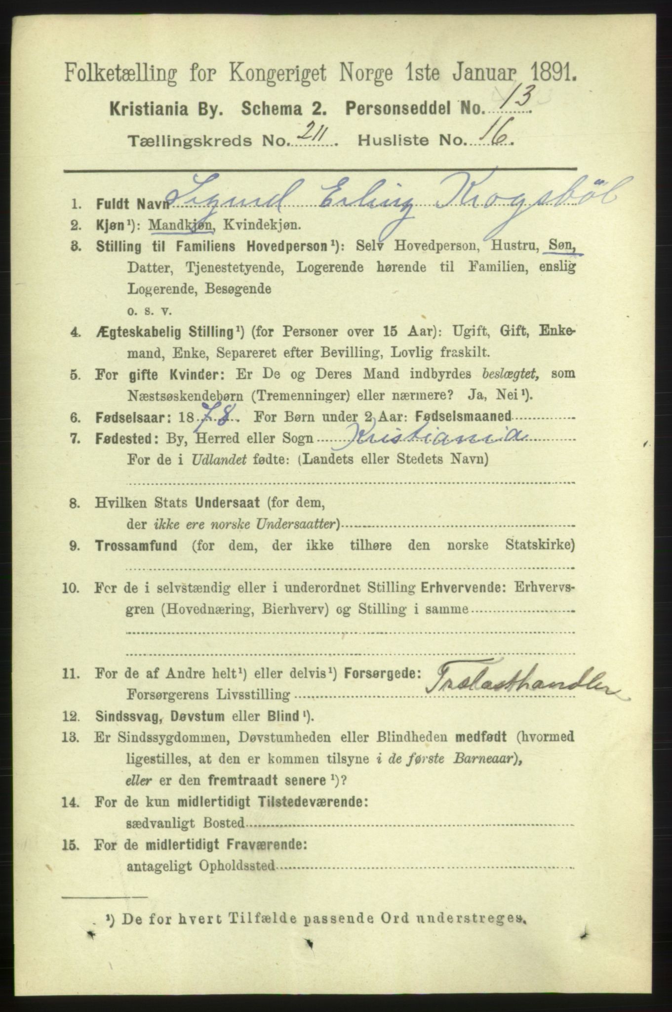 RA, 1891 census for 0301 Kristiania, 1891, p. 126236