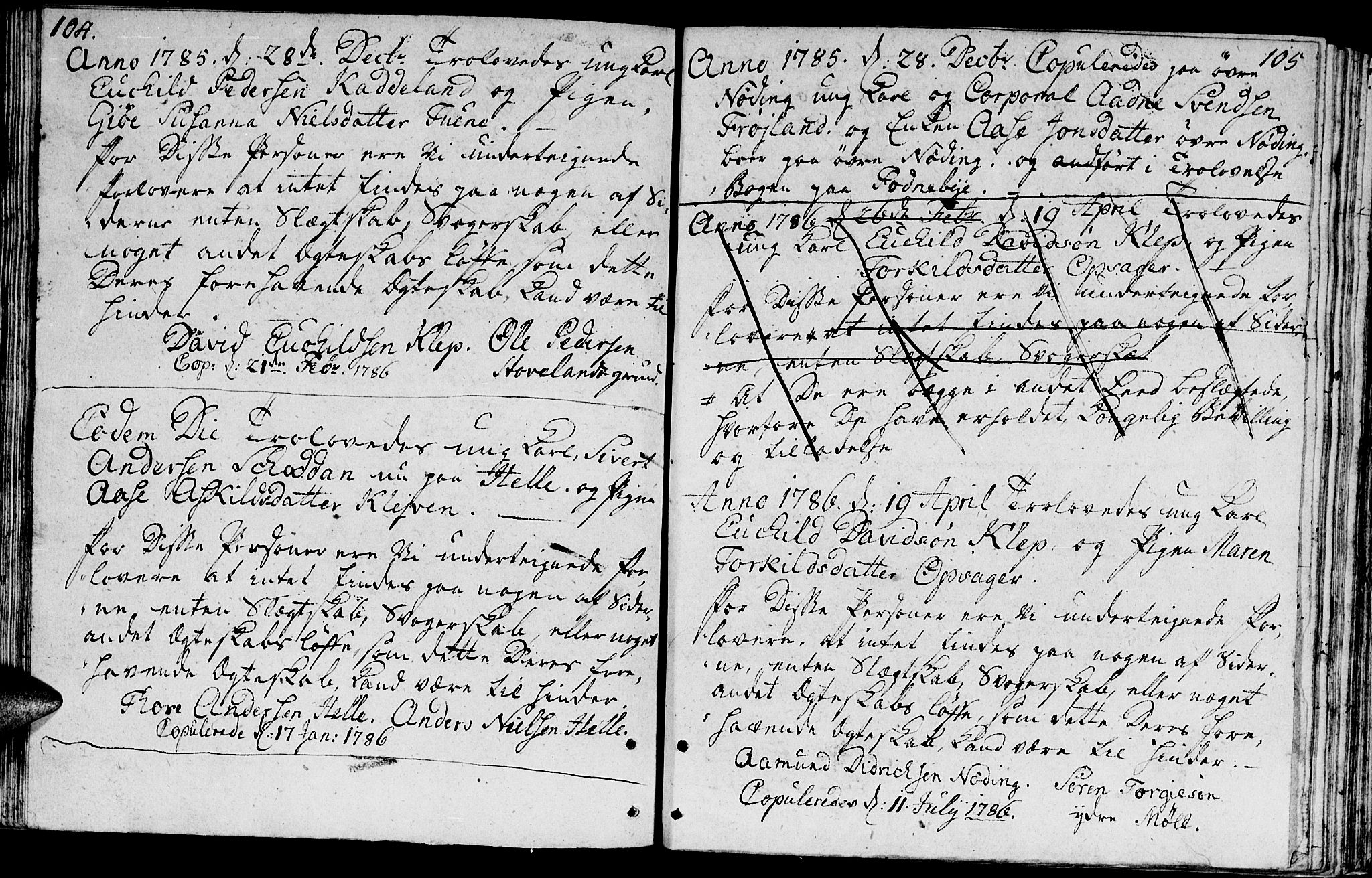 Holum sokneprestkontor, SAK/1111-0022/F/Fa/Faa/L0001: Parish register (official) no. A 1, 1750-1802, p. 104-105