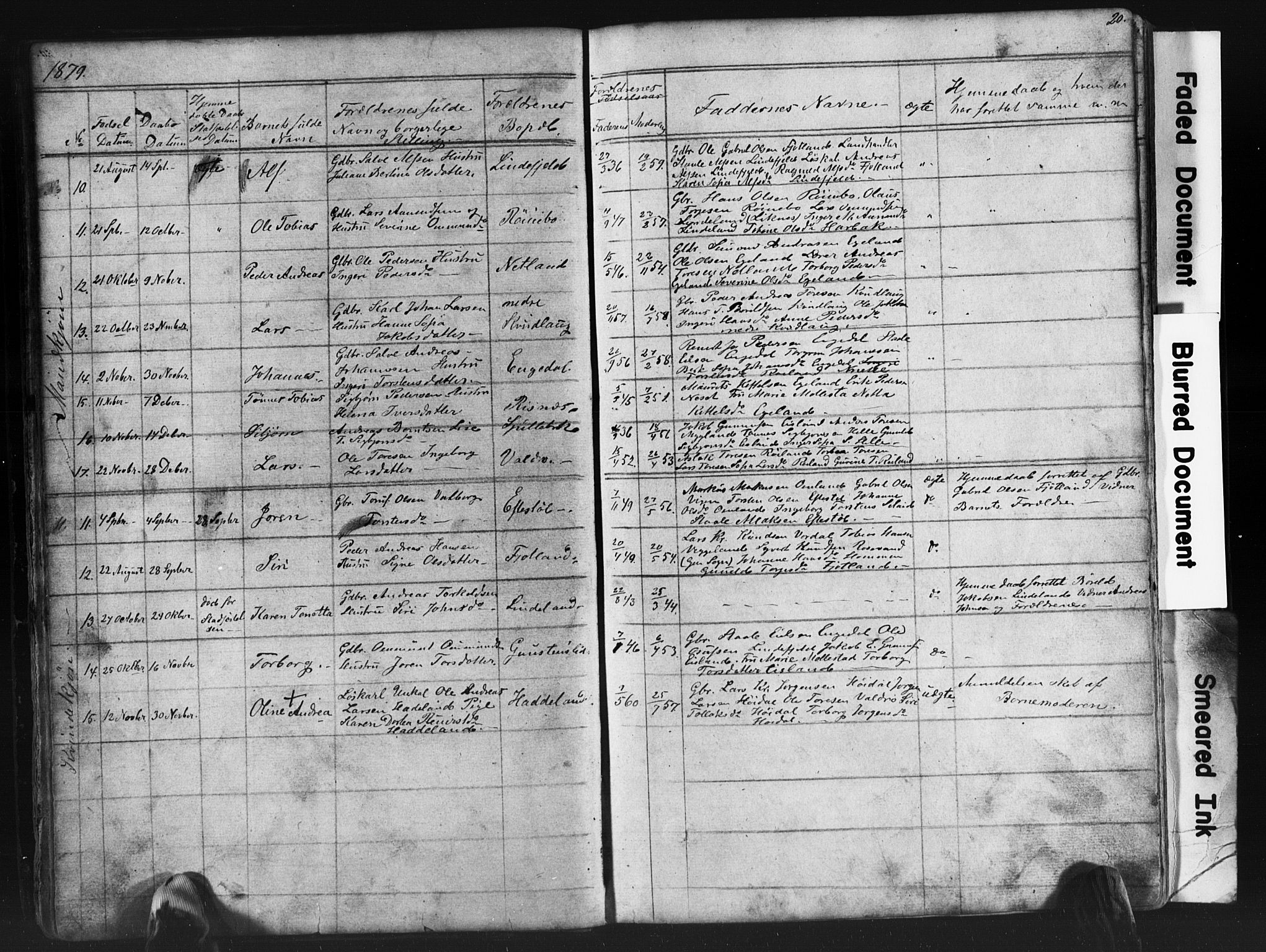 Fjotland sokneprestkontor, AV/SAK-1111-0010/F/Fb/L0003: Parish register (copy) no. B 3, 1872-1924, p. 20