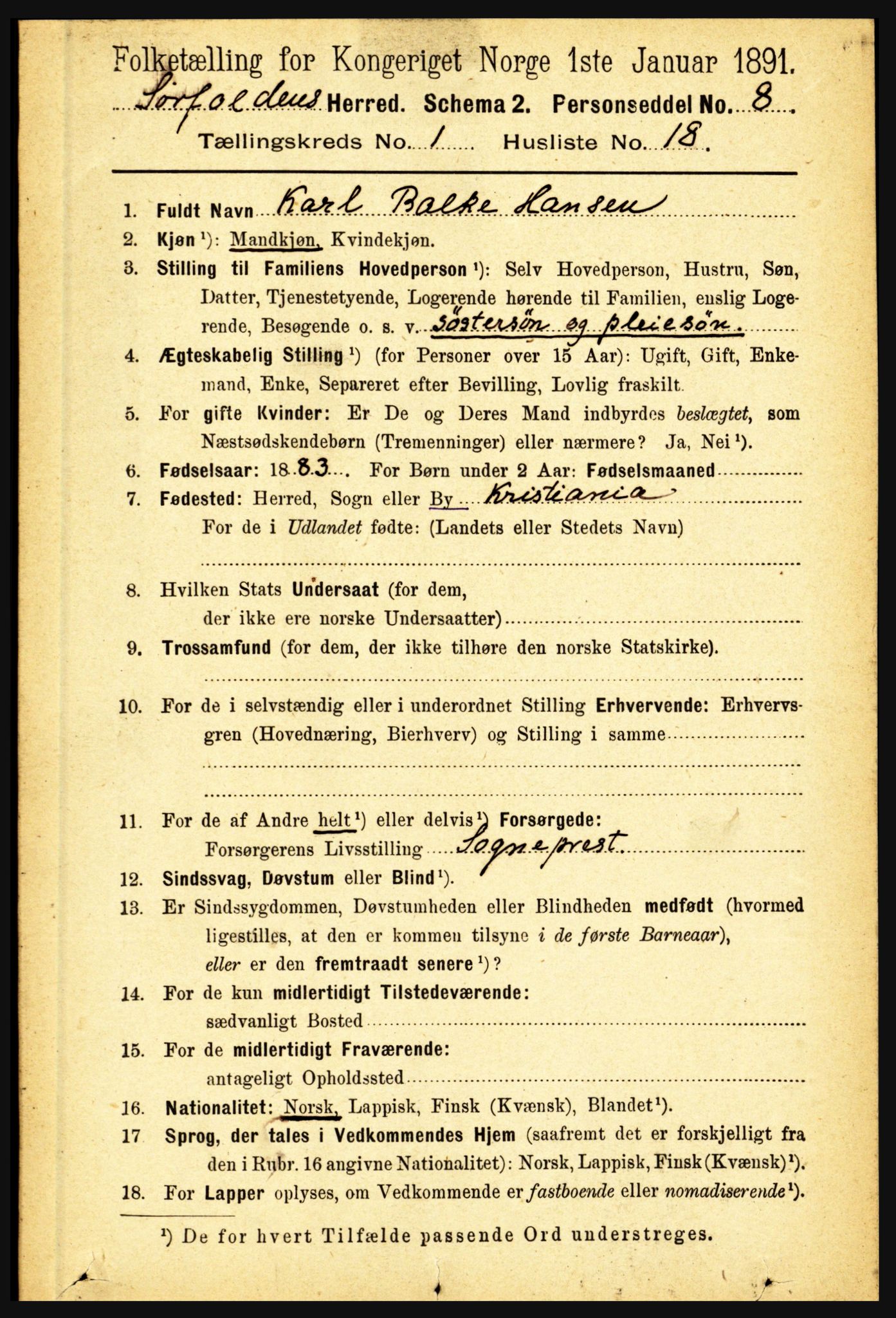 RA, 1891 census for 1845 Sørfold, 1891, p. 164