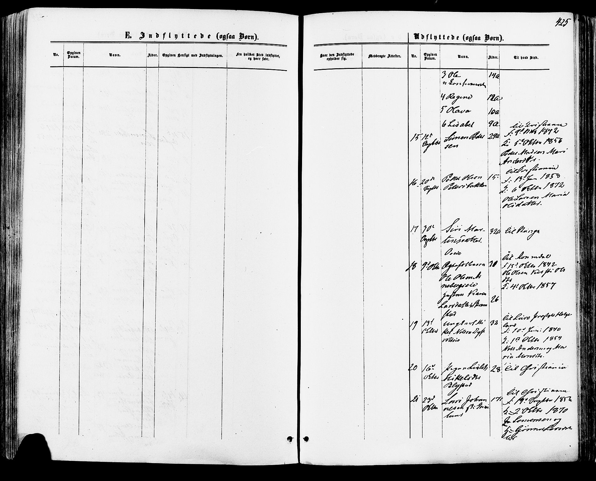Vang prestekontor, Hedmark, SAH/PREST-008/H/Ha/Haa/L0015: Parish register (official) no. 15, 1871-1885, p. 425