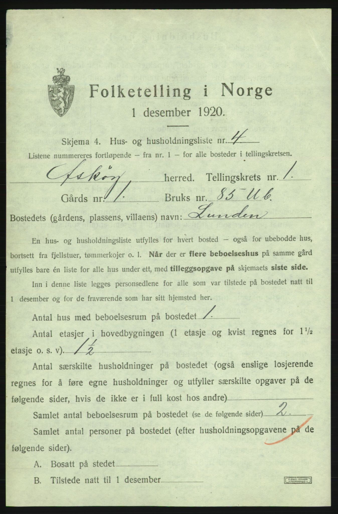 SAB, 1920 census for Askøy, 1920, p. 62