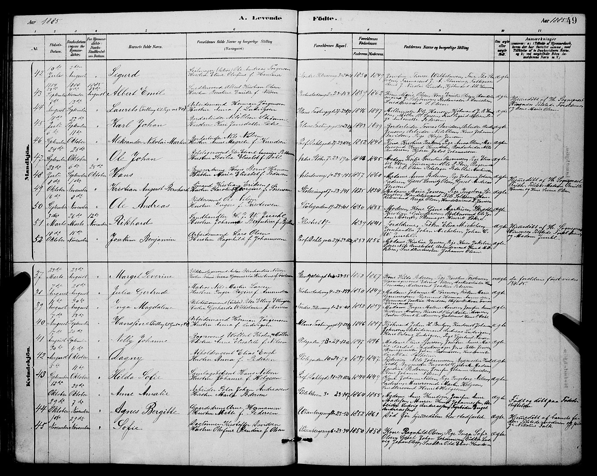 Mariakirken Sokneprestembete, AV/SAB-A-76901/H/Hab/L0004: Parish register (copy) no. A 4, 1878-1892, p. 49