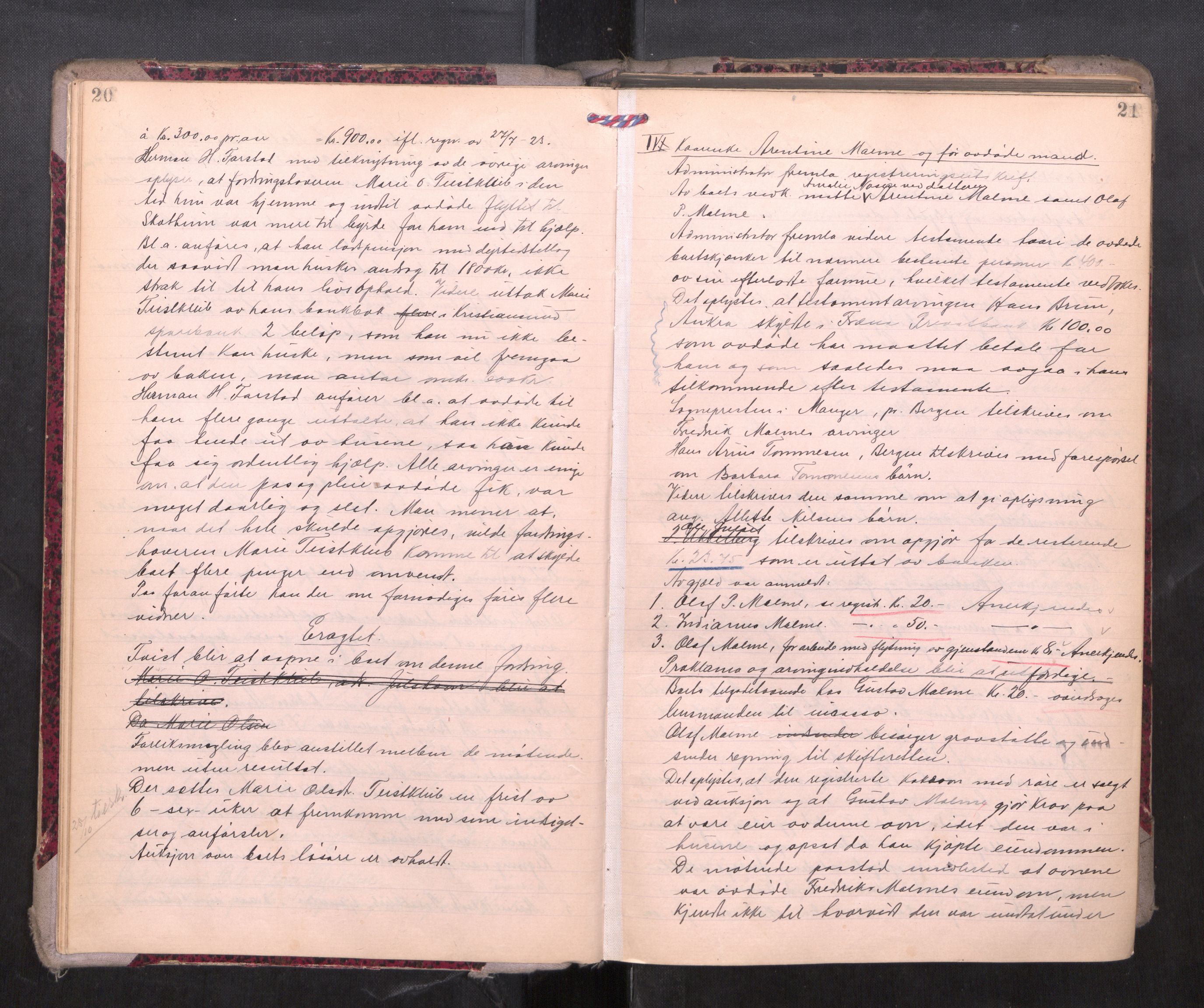 Romsdal sorenskriveri, AV/SAT-A-4149/1/3/3B/L0010: Skiftebehandlingsprotokoll, 1923-1925, p. 20-21