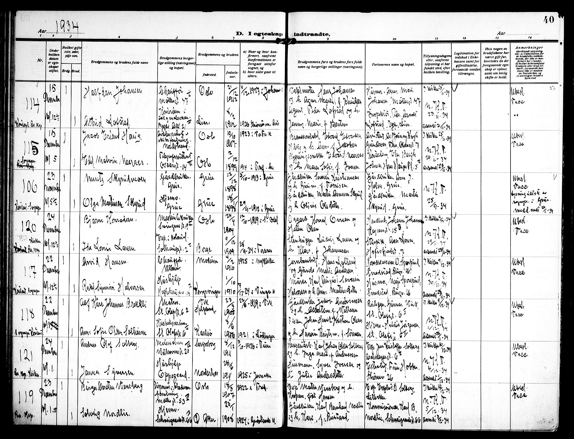 Trefoldighet prestekontor Kirkebøker, AV/SAO-A-10882/H/Ha/L0005: Banns register no. 5, 1932-1952, p. 40