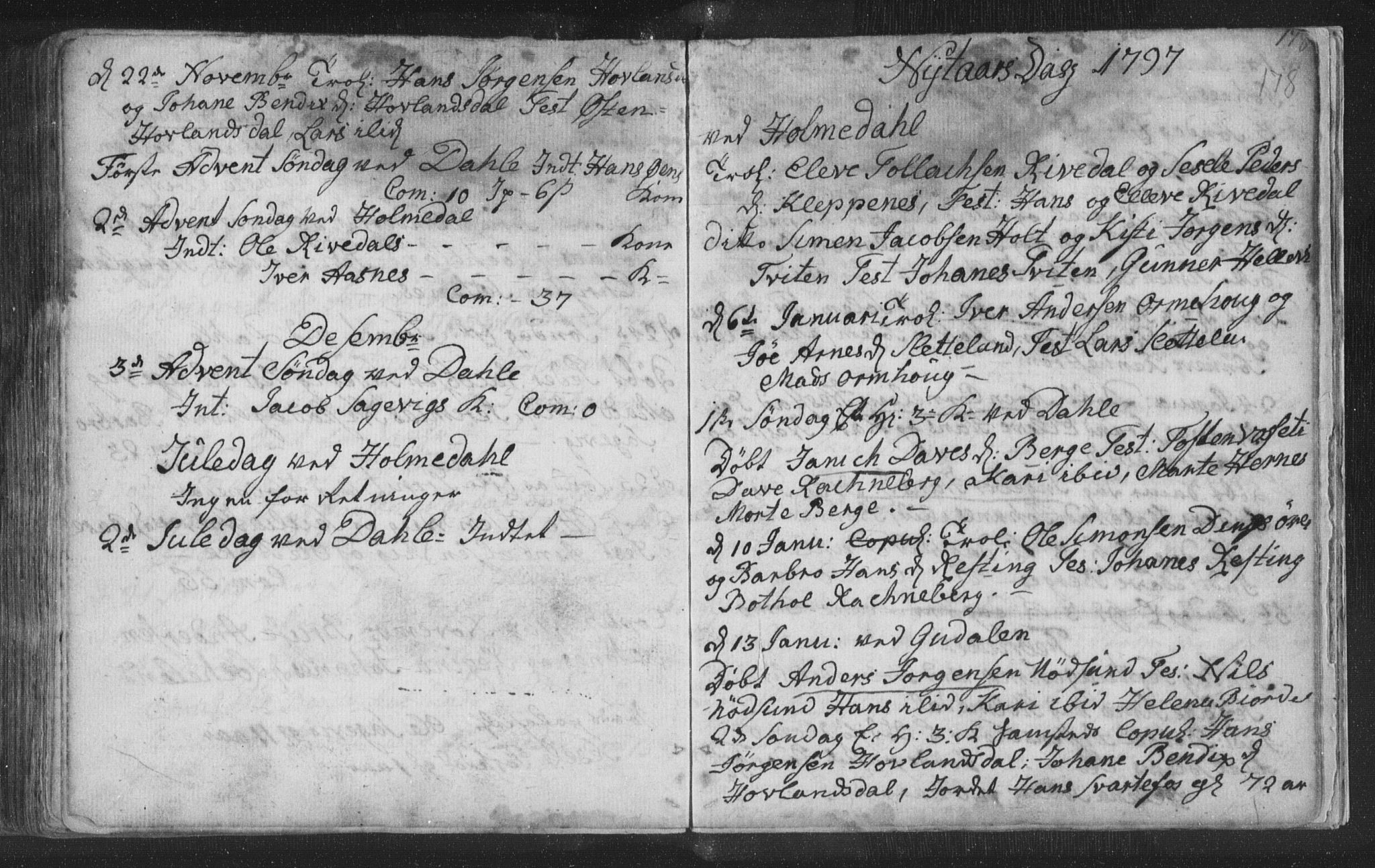 Fjaler sokneprestembete, SAB/A-79801/H/Haa/Haaa/L0002: Parish register (official) no. A 2, 1779-1798, p. 178