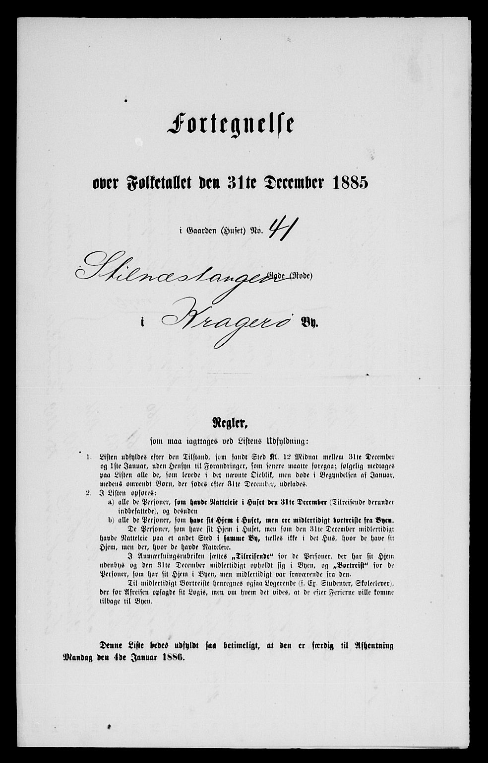 SAKO, 1885 census for 0801 Kragerø, 1885, p. 87