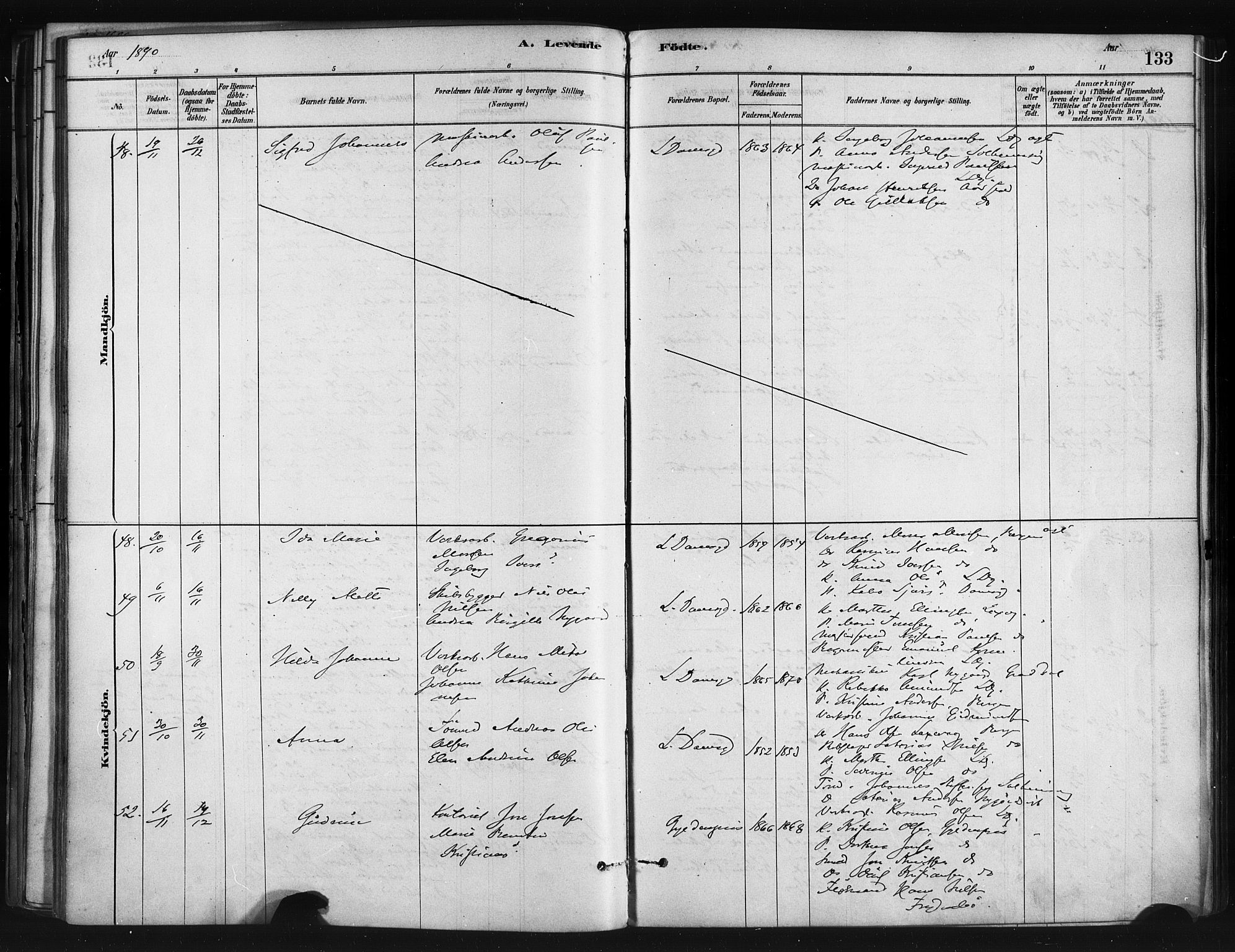 Askøy Sokneprestembete, AV/SAB-A-74101/H/Ha/Haa/Haae/L0002: Parish register (official) no. E 2, 1878-1891, p. 133