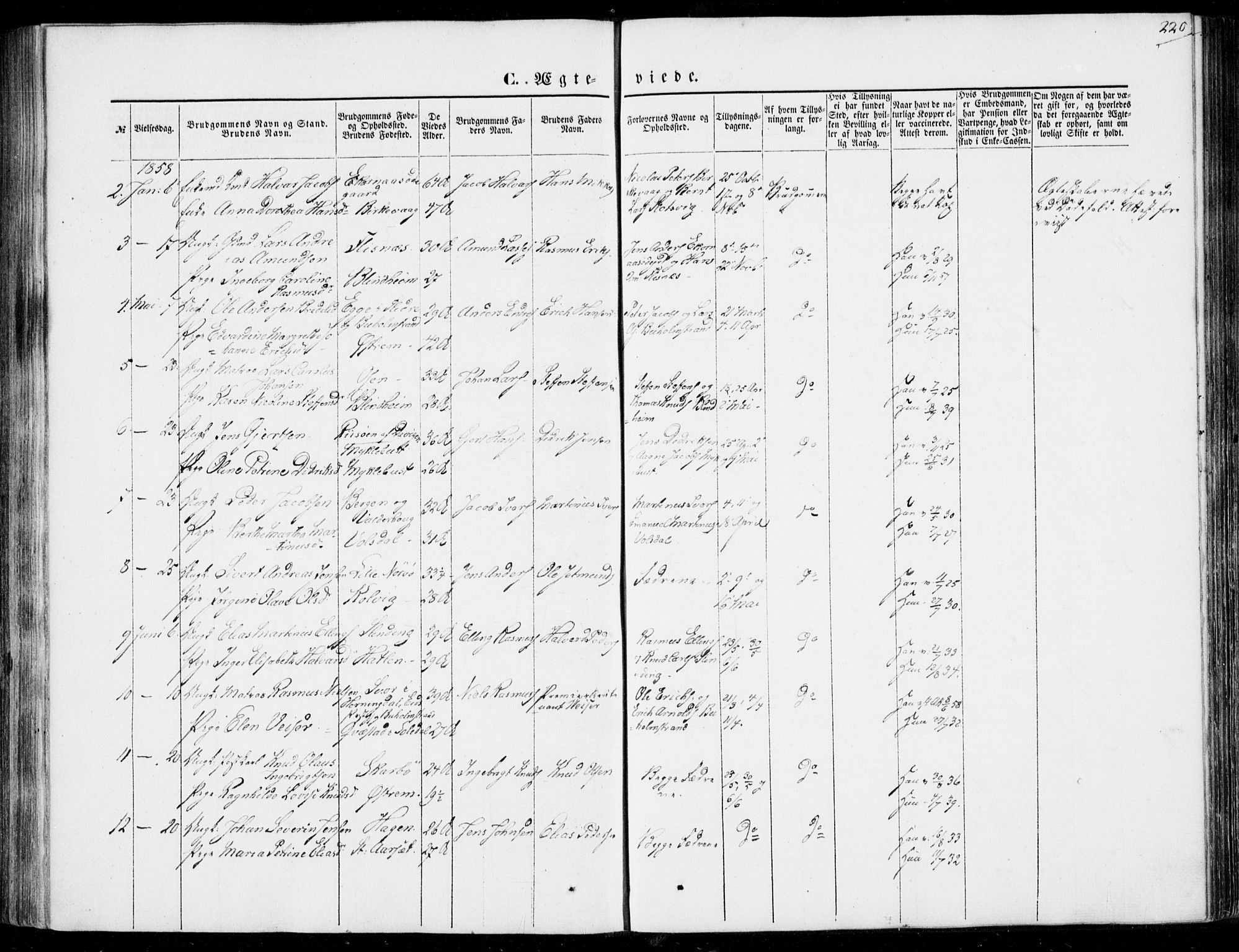 Ministerialprotokoller, klokkerbøker og fødselsregistre - Møre og Romsdal, SAT/A-1454/528/L0397: Parish register (official) no. 528A08, 1848-1858, p. 220