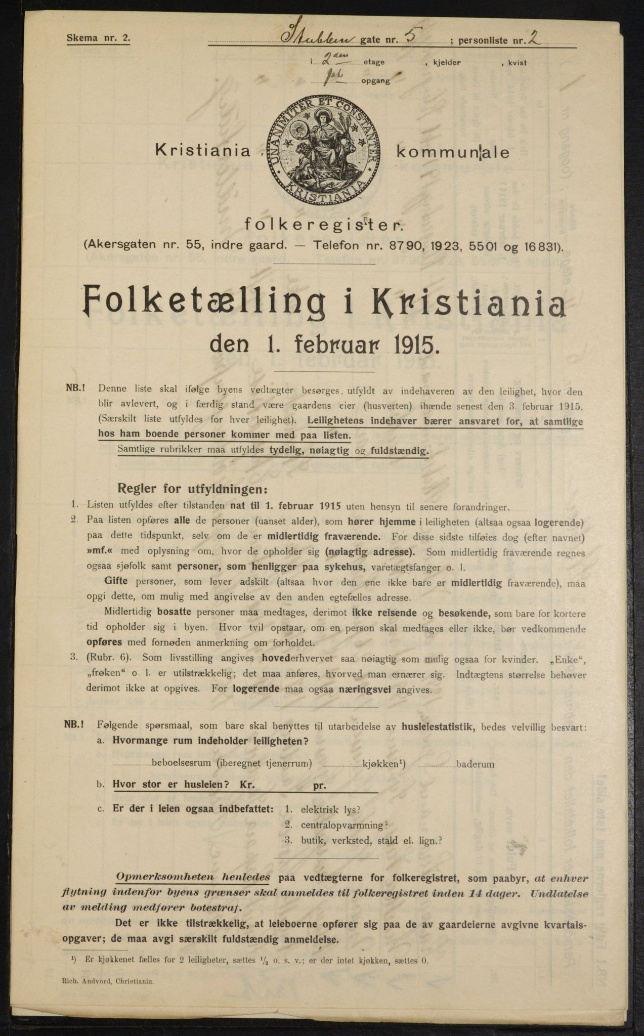 OBA, Municipal Census 1915 for Kristiania, 1915, p. 104672