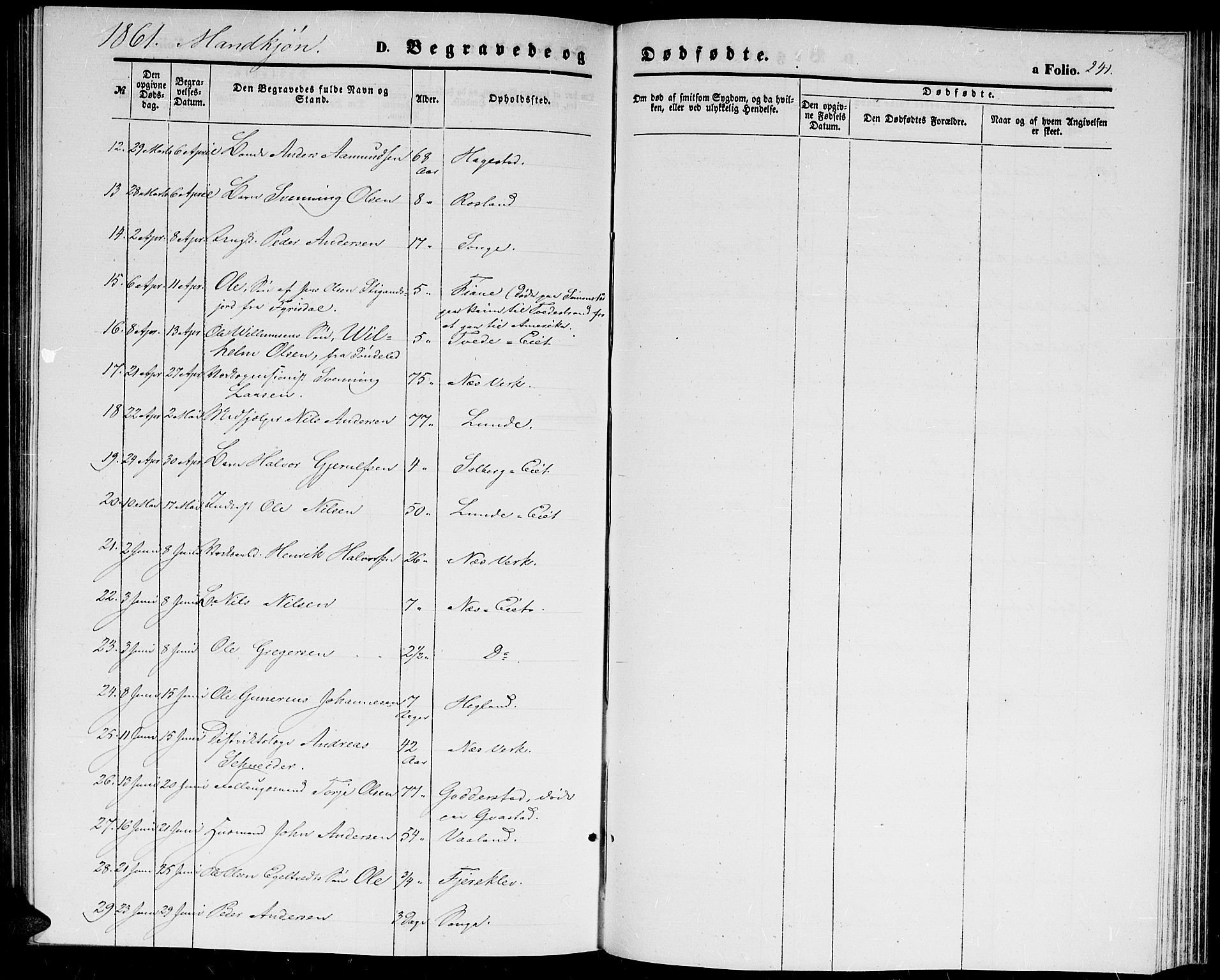 Holt sokneprestkontor, AV/SAK-1111-0021/F/Fb/L0008: Parish register (copy) no. B 8, 1858-1871, p. 241