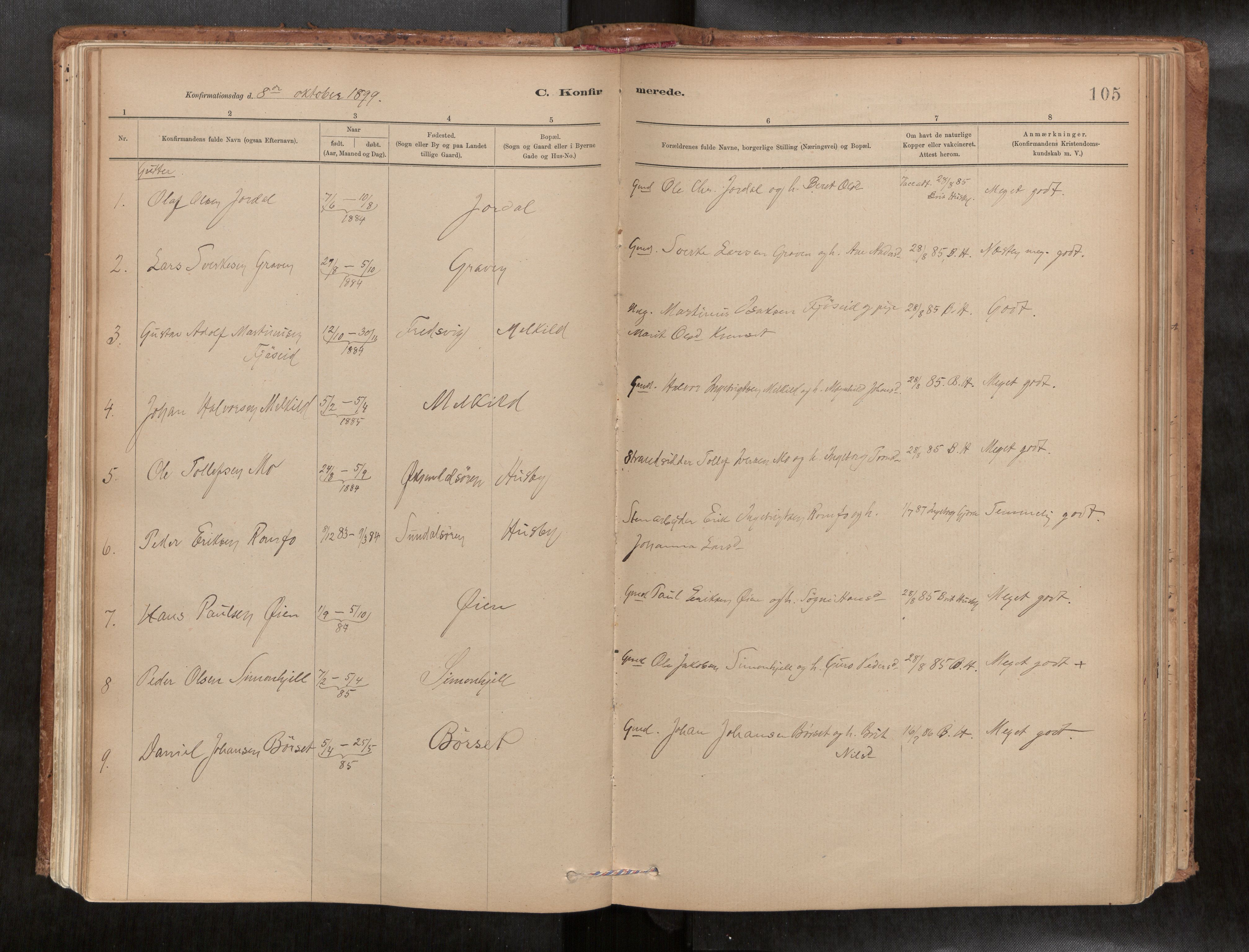 Ministerialprotokoller, klokkerbøker og fødselsregistre - Møre og Romsdal, SAT/A-1454/588/L1006: Parish register (official) no. 588A03, 1886-1912, p. 105