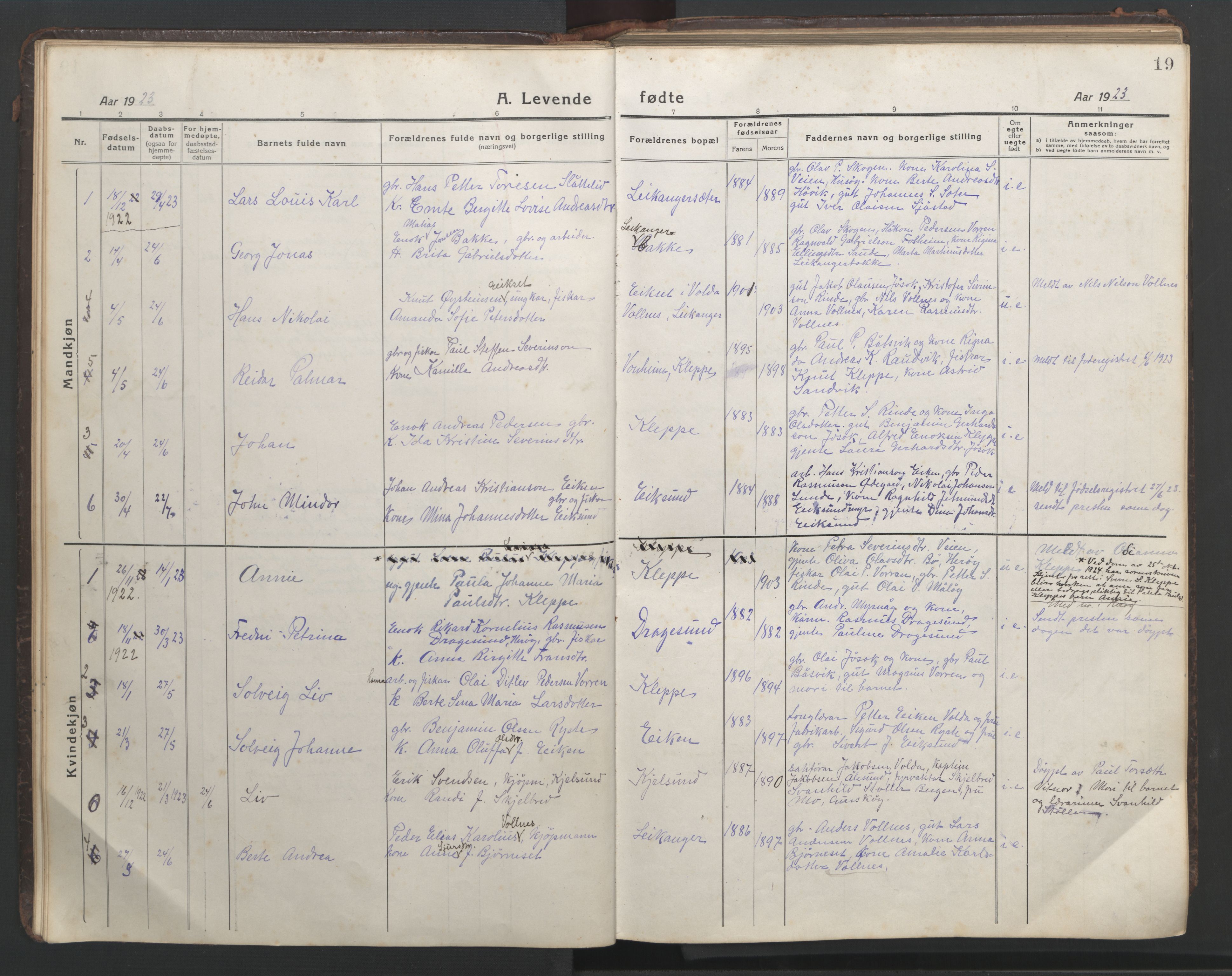 Ministerialprotokoller, klokkerbøker og fødselsregistre - Møre og Romsdal, AV/SAT-A-1454/508/L0099: Parish register (copy) no. 508C03, 1917-1947, p. 19