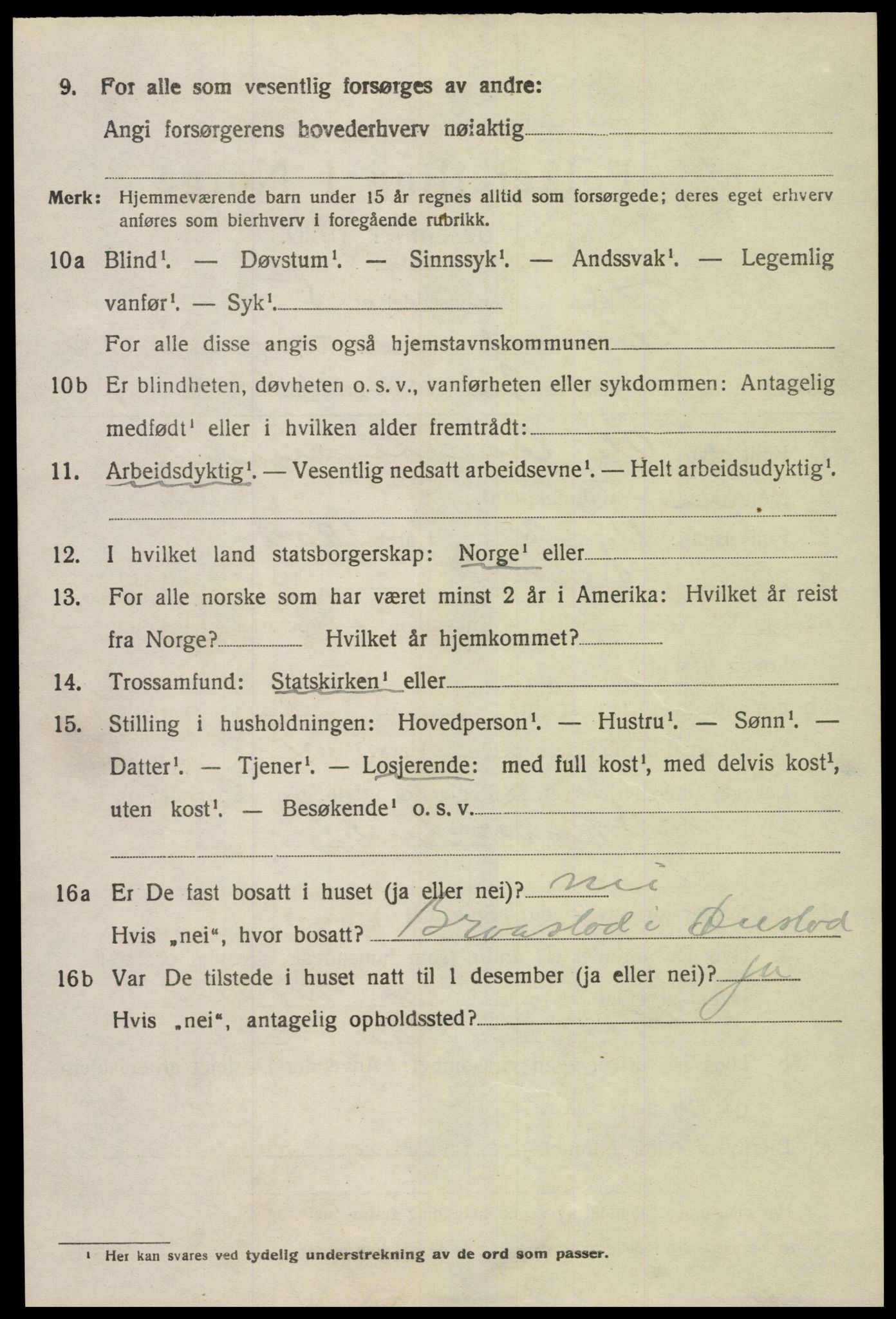 SAK, 1920 census for Froland, 1920, p. 5664