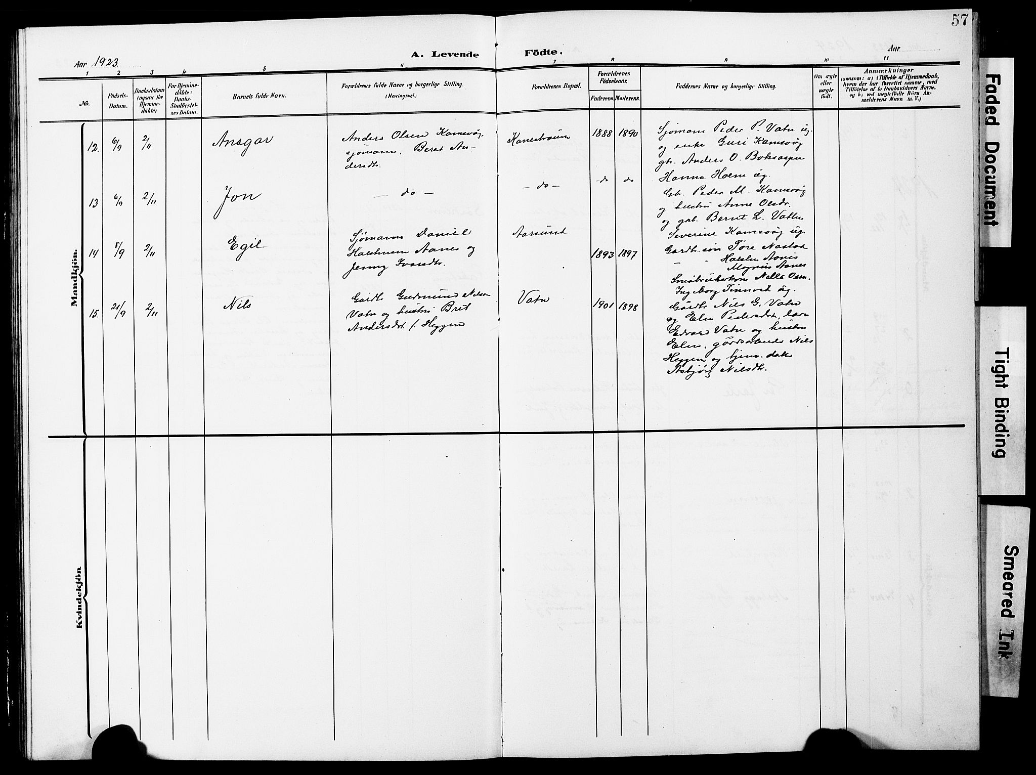 Ministerialprotokoller, klokkerbøker og fødselsregistre - Møre og Romsdal, AV/SAT-A-1454/587/L1001: Parish register (copy) no. 587C01, 1906-1927, p. 57