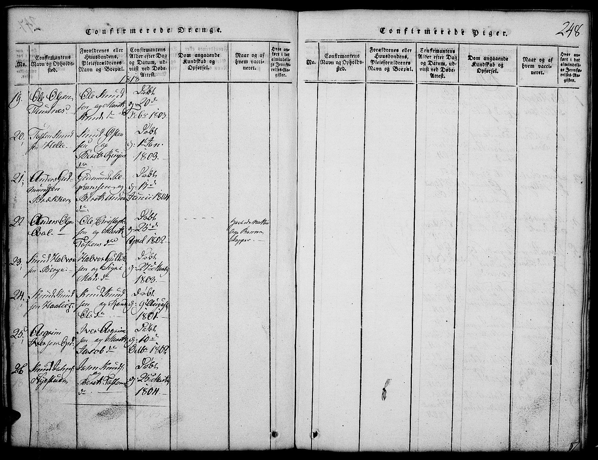 Vang prestekontor, Valdres, SAH/PREST-140/H/Hb/L0002: Parish register (copy) no. 2, 1814-1889, p. 248