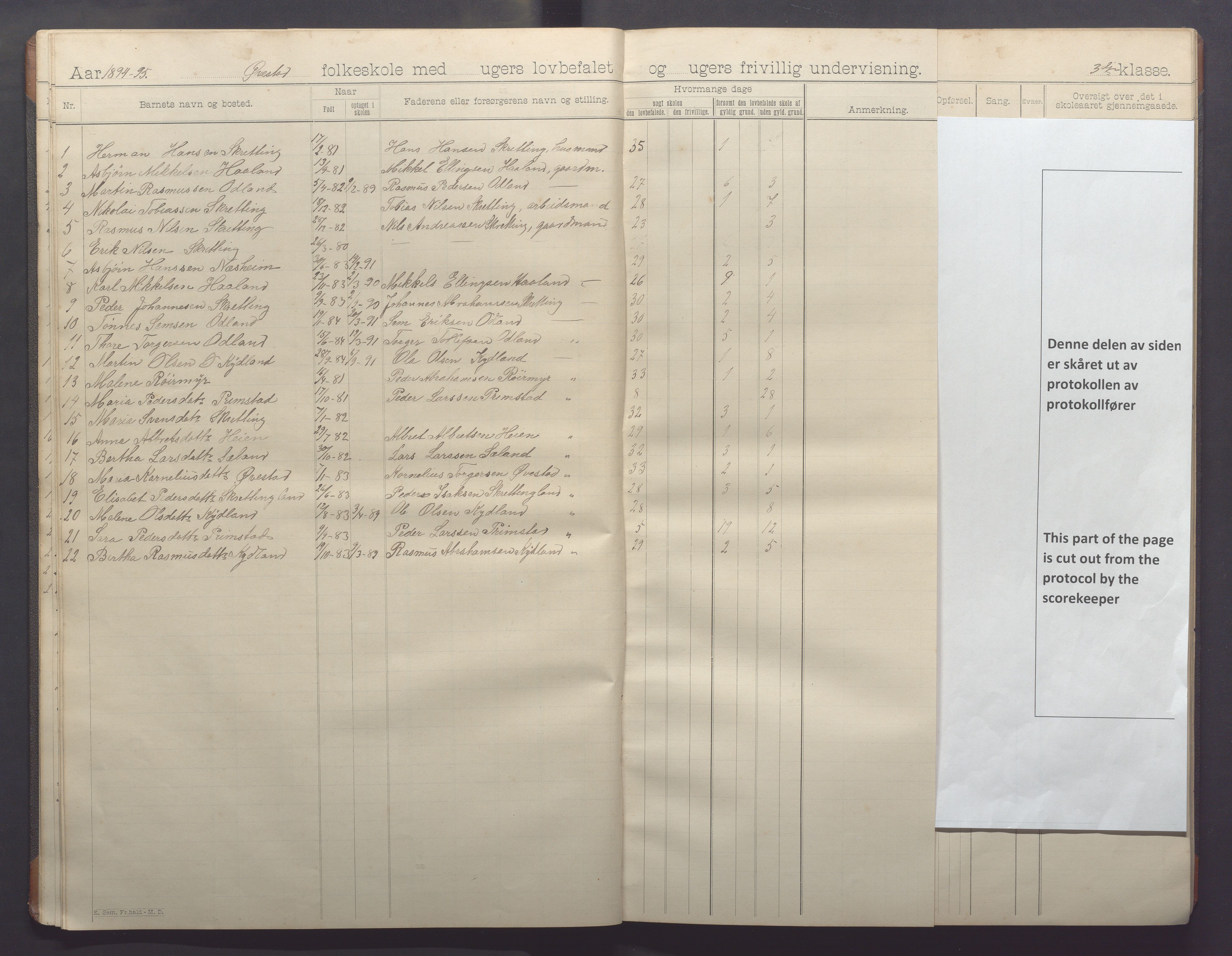 Varhaug kommune- Lerbrekk skule, IKAR/K-100961/H/L0001: Skuleprotokoll, 1892-1902, p. 15