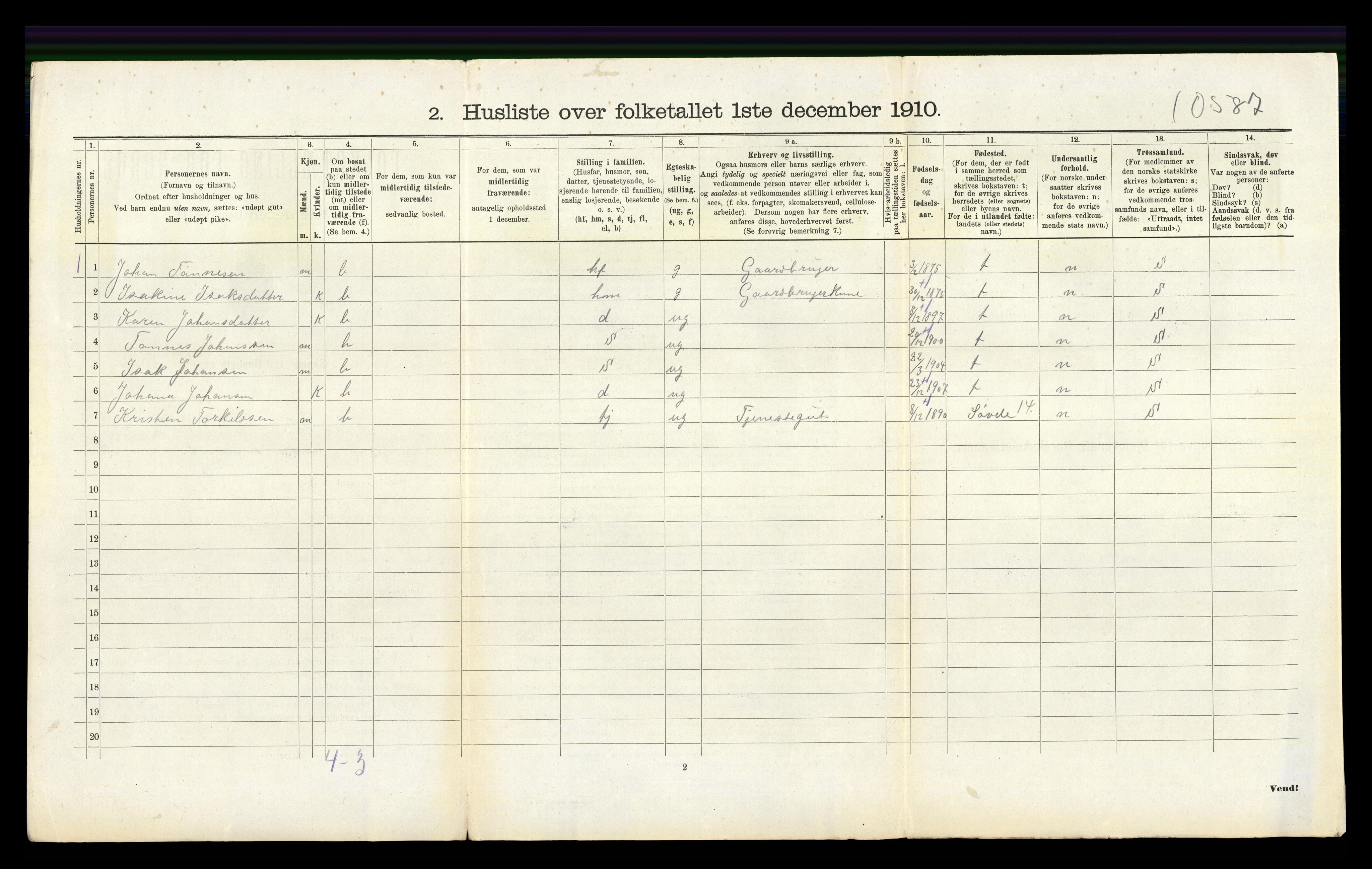 RA, 1910 census for Hetland, 1910, p. 1882