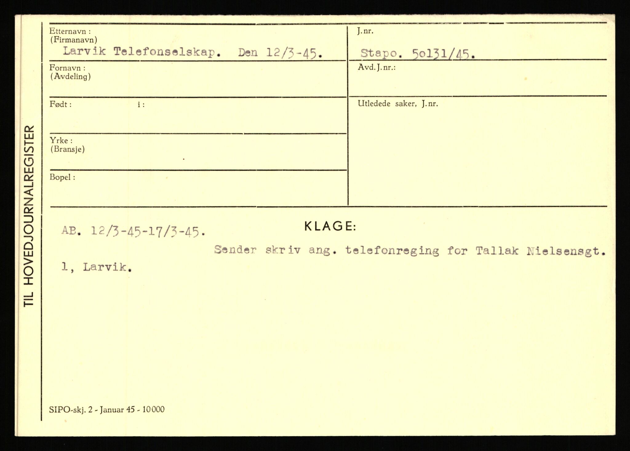 Statspolitiet - Hovedkontoret / Osloavdelingen, AV/RA-S-1329/C/Ca/L0009: Knutsen - Limstrand, 1943-1945, p. 3983