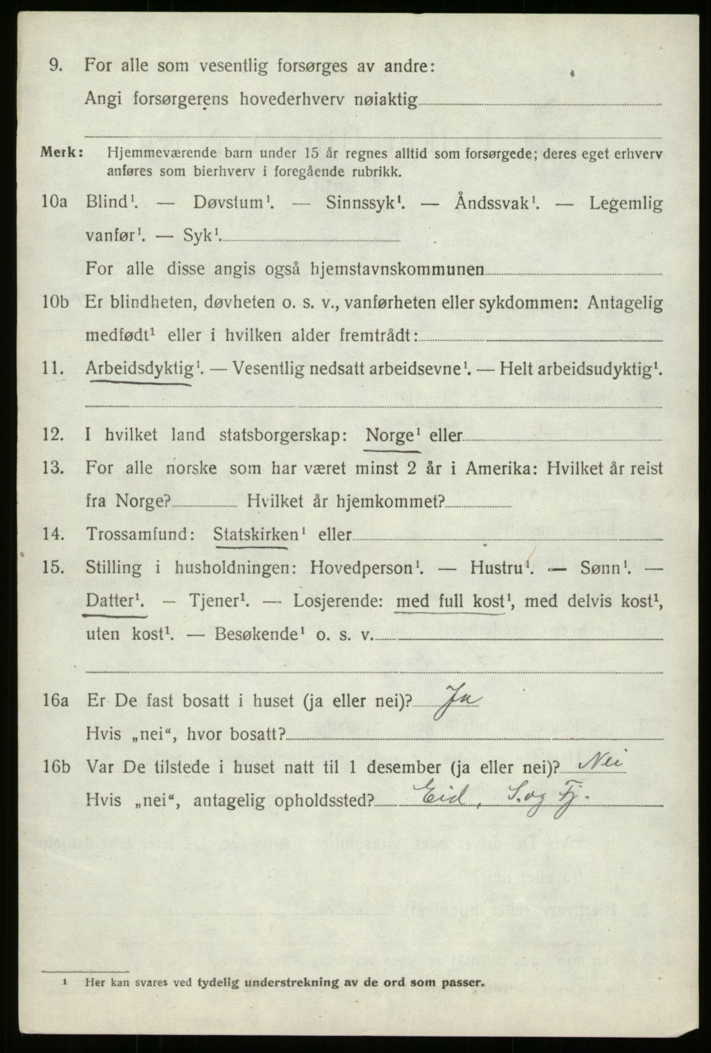 SAB, 1920 census for Hornindal, 1920, p. 2351