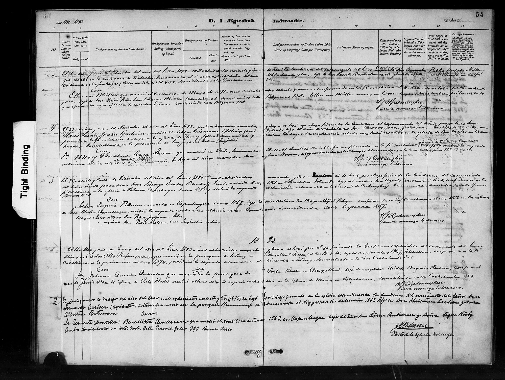 Den norske sjømannsmisjon i utlandet/Syd-Amerika (Buenos Aires m.fl.), SAB/SAB/PA-0118/H/Ha/L0001: Parish register (official) no. A 1, 1888-1898, p. 54