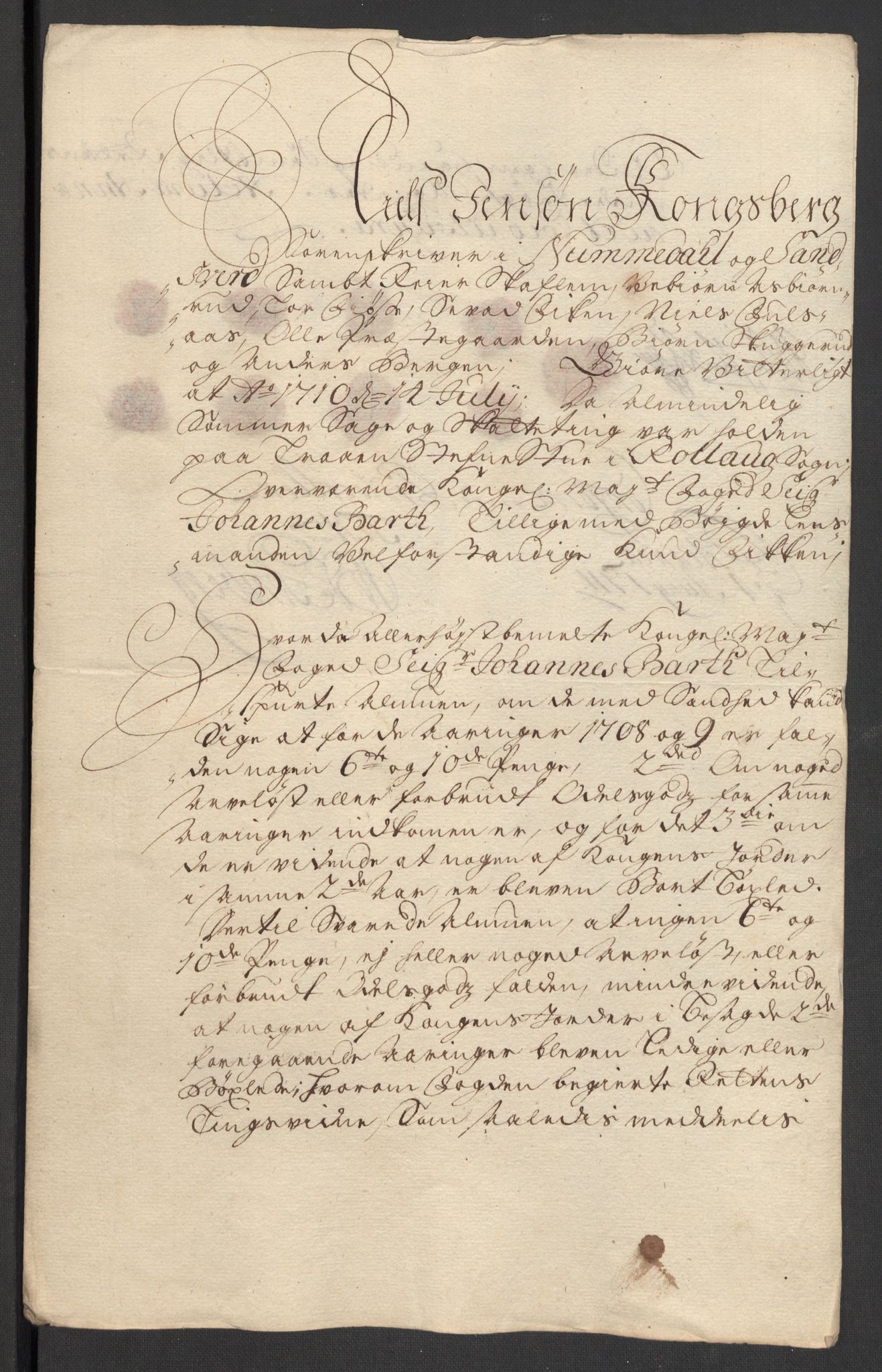 Rentekammeret inntil 1814, Reviderte regnskaper, Fogderegnskap, AV/RA-EA-4092/R24/L1585: Fogderegnskap Numedal og Sandsvær, 1709-1710, p. 130