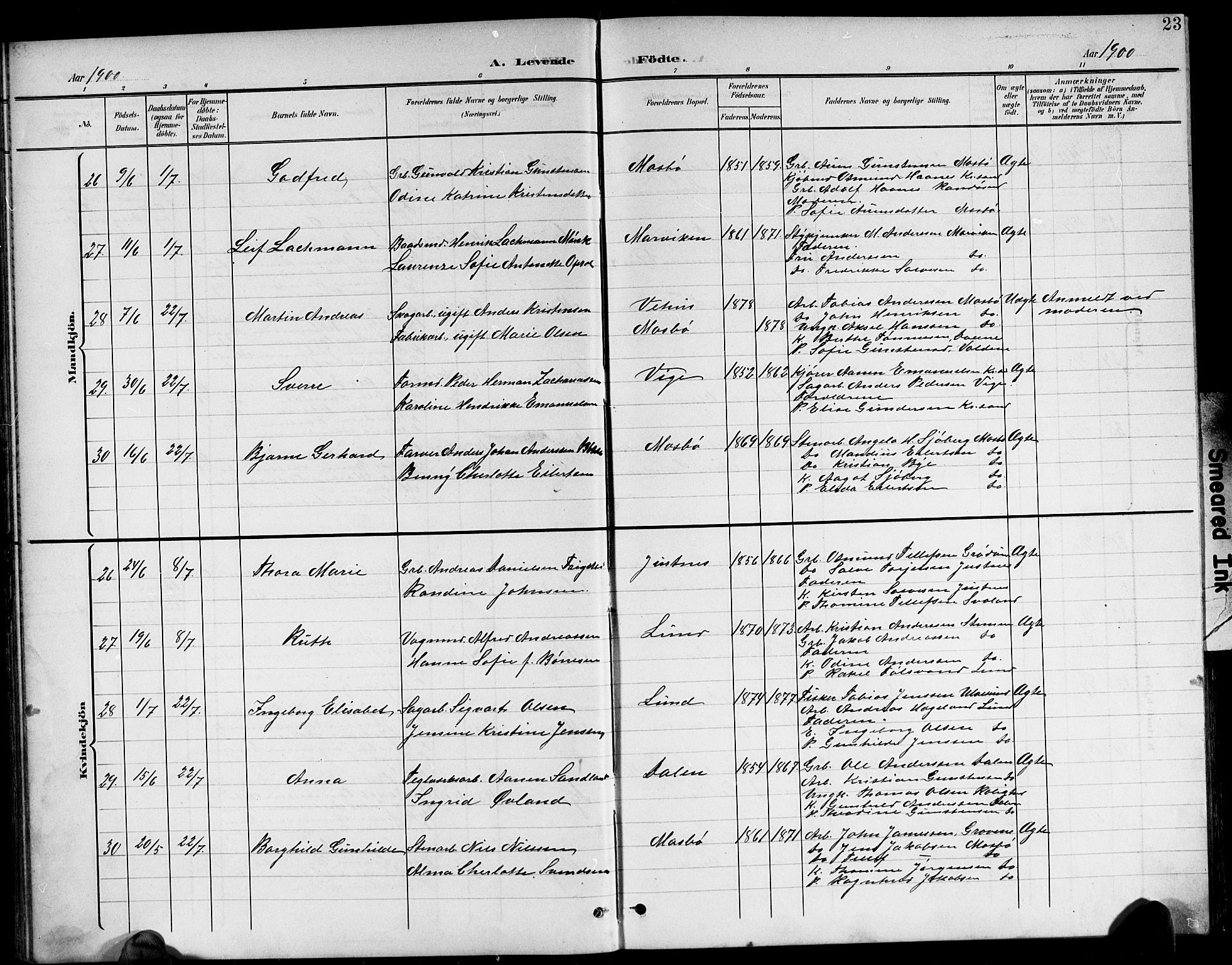 Oddernes sokneprestkontor, AV/SAK-1111-0033/F/Fb/Fba/L0009: Parish register (copy) no. B 9, 1899-1923, p. 23