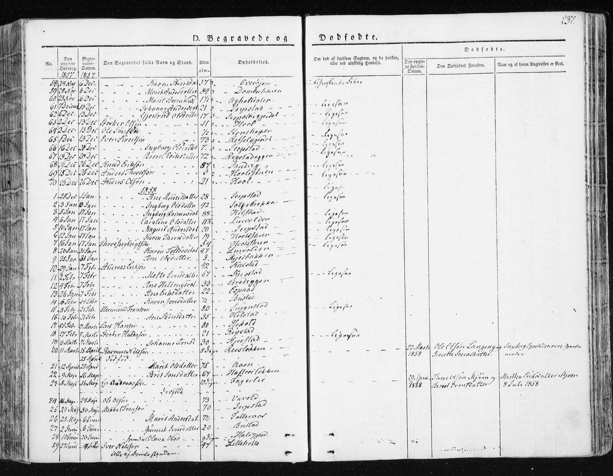 Ministerialprotokoller, klokkerbøker og fødselsregistre - Sør-Trøndelag, SAT/A-1456/672/L0855: Parish register (official) no. 672A07, 1829-1860, p. 237
