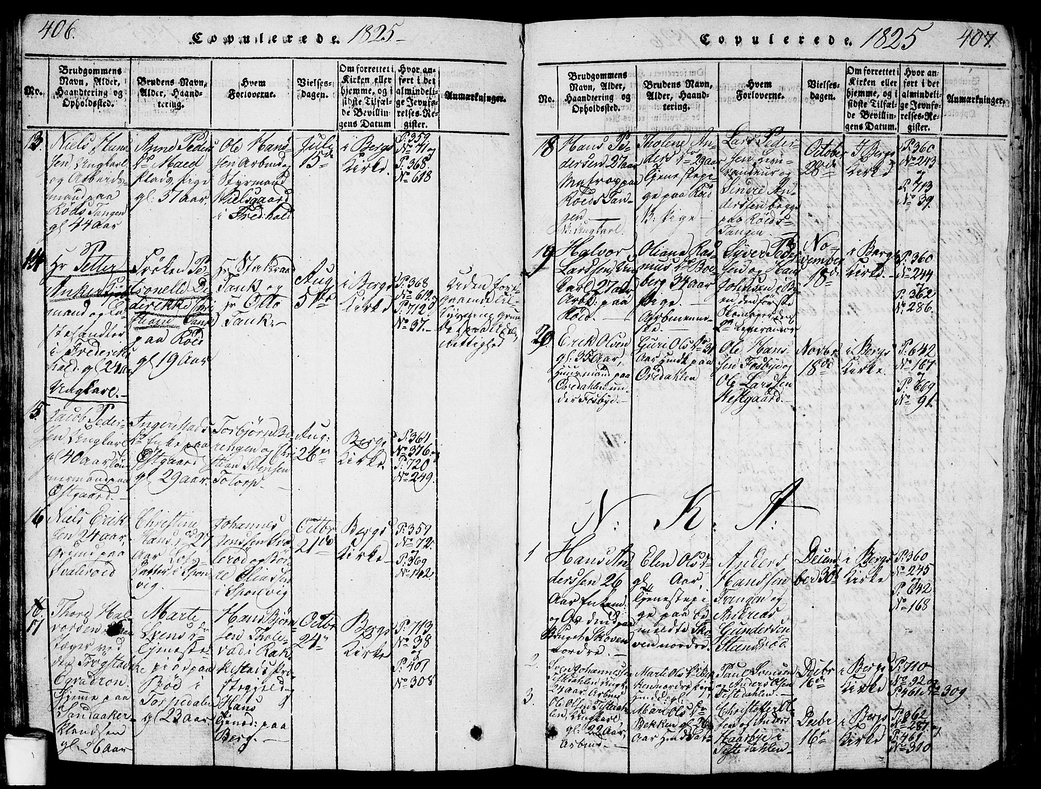 Berg prestekontor Kirkebøker, SAO/A-10902/G/Ga/L0001: Parish register (copy) no. I 1, 1815-1832, p. 406-407