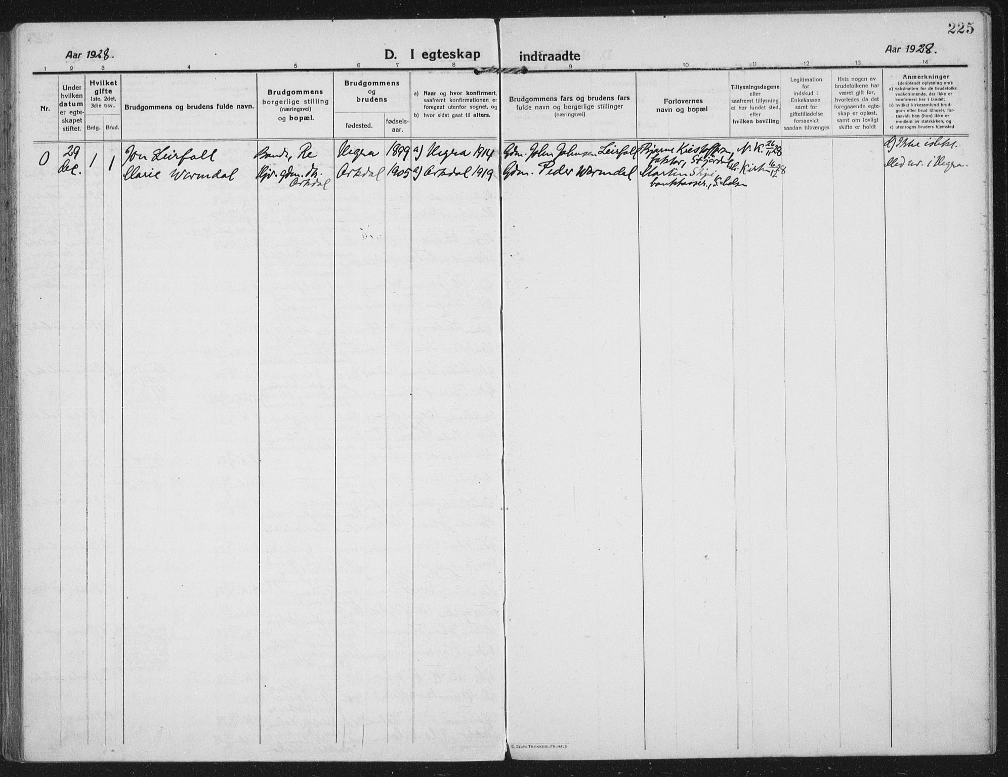 Ministerialprotokoller, klokkerbøker og fødselsregistre - Nord-Trøndelag, AV/SAT-A-1458/709/L0083: Parish register (official) no. 709A23, 1916-1928, p. 225