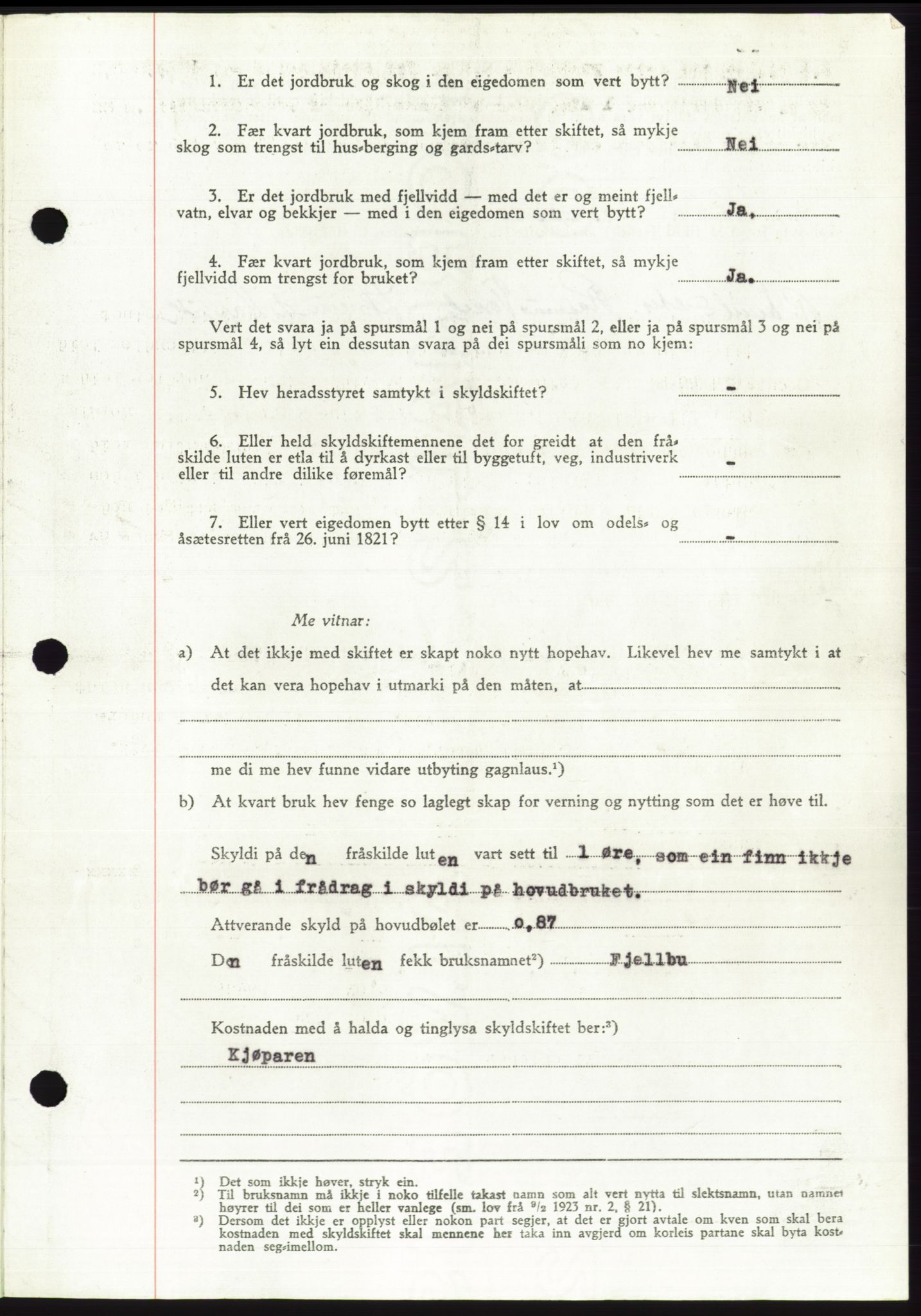 Søre Sunnmøre sorenskriveri, AV/SAT-A-4122/1/2/2C/L0085: Mortgage book no. 11A, 1949-1949, Diary no: : 1971/1949