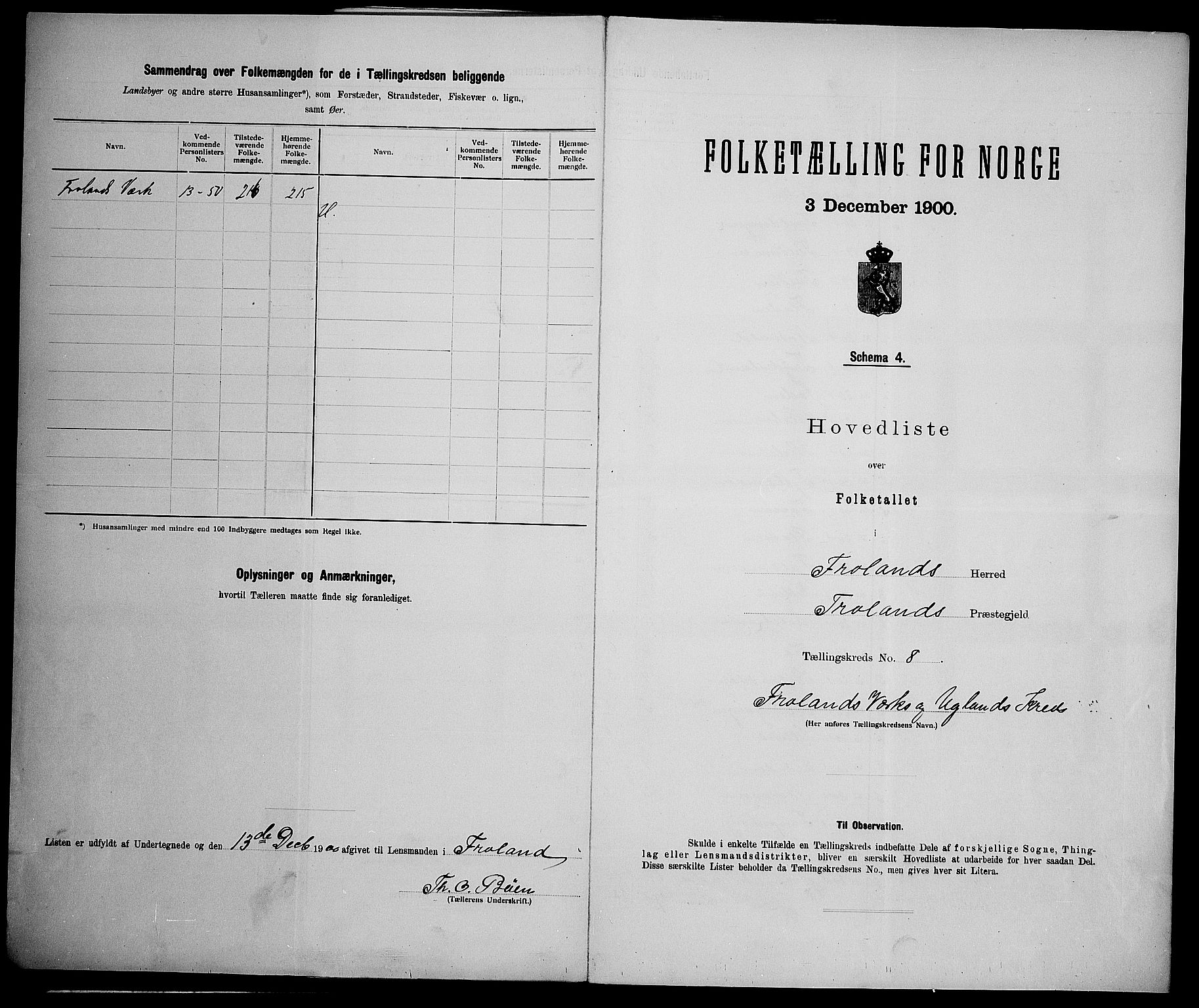 SAK, 1900 census for Froland, 1900, p. 31