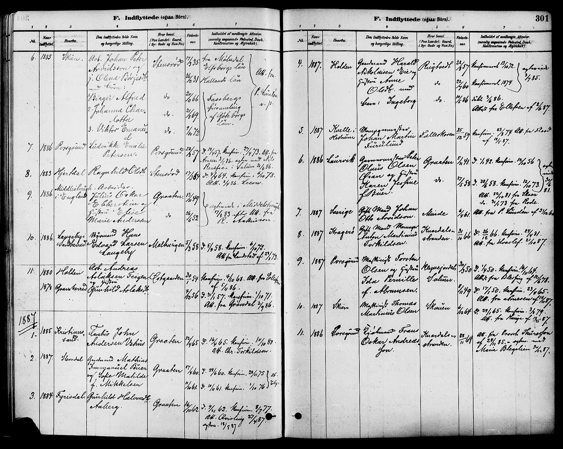Solum kirkebøker, SAKO/A-306/F/Fa/L0009: Parish register (official) no. I 9, 1877-1887, p. 301