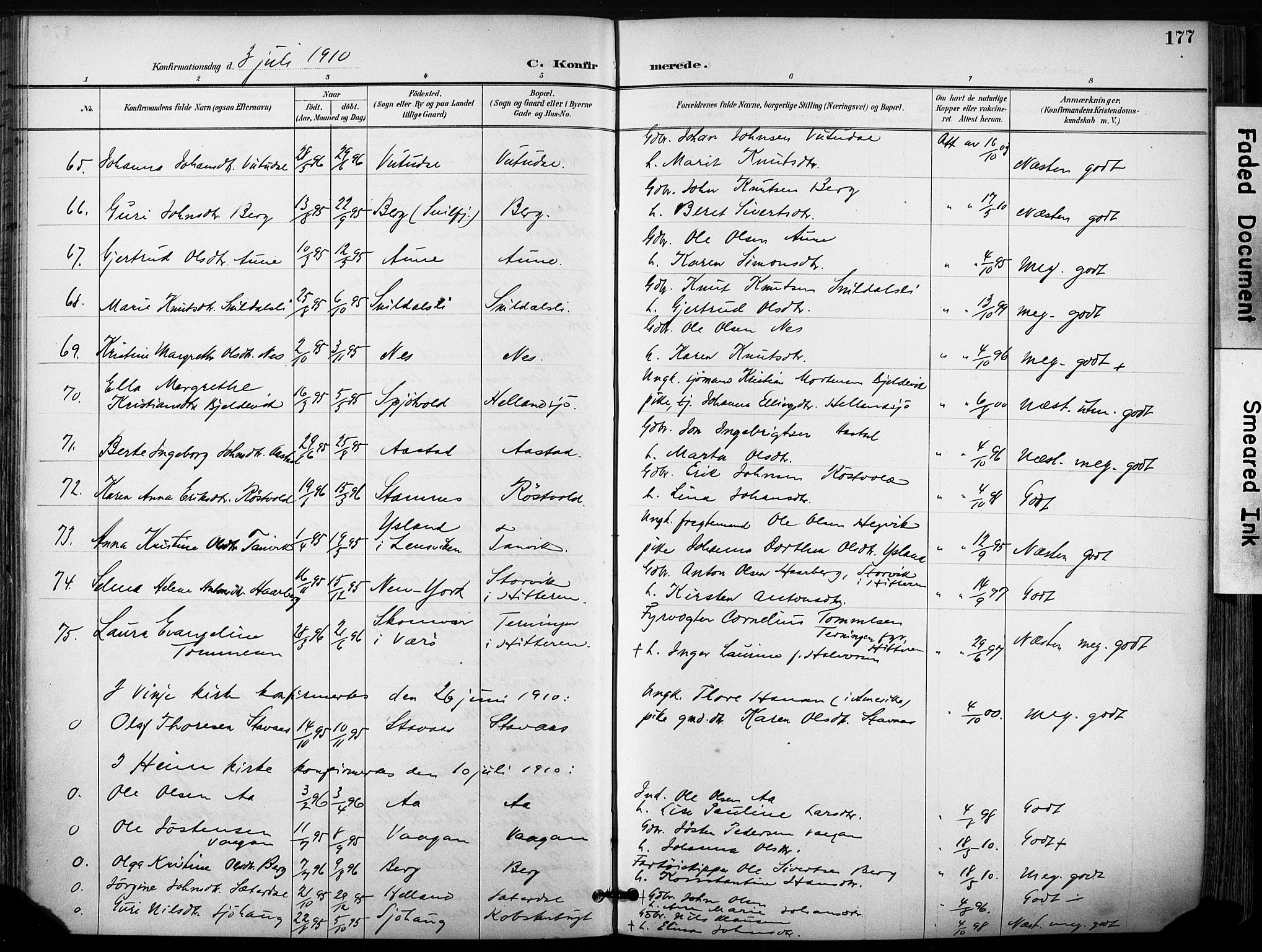 Ministerialprotokoller, klokkerbøker og fødselsregistre - Sør-Trøndelag, SAT/A-1456/630/L0497: Parish register (official) no. 630A10, 1896-1910, p. 177
