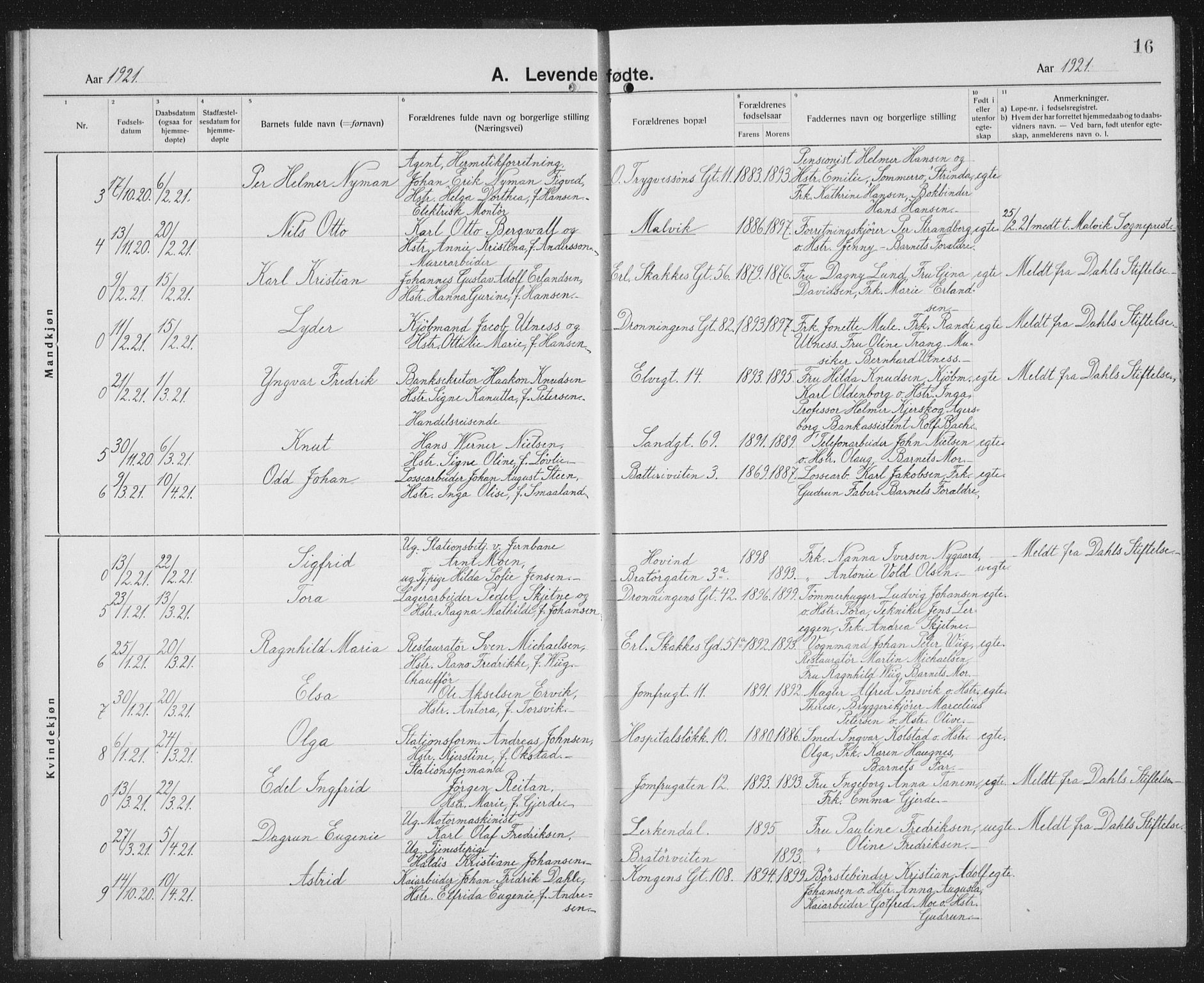 Ministerialprotokoller, klokkerbøker og fødselsregistre - Sør-Trøndelag, SAT/A-1456/602/L0148: Parish register (copy) no. 602C16, 1919-1939, p. 16