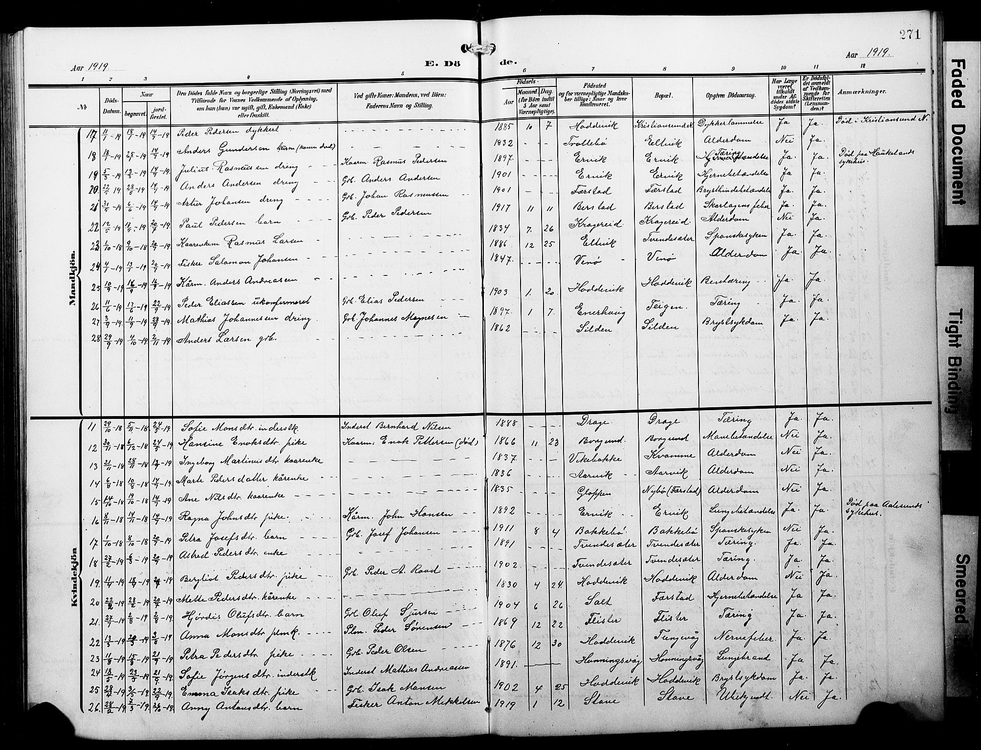 Selje sokneprestembete, SAB/A-99938/H/Ha/Hab/Habb: Parish register (copy) no. B 1, 1905-1923, p. 271