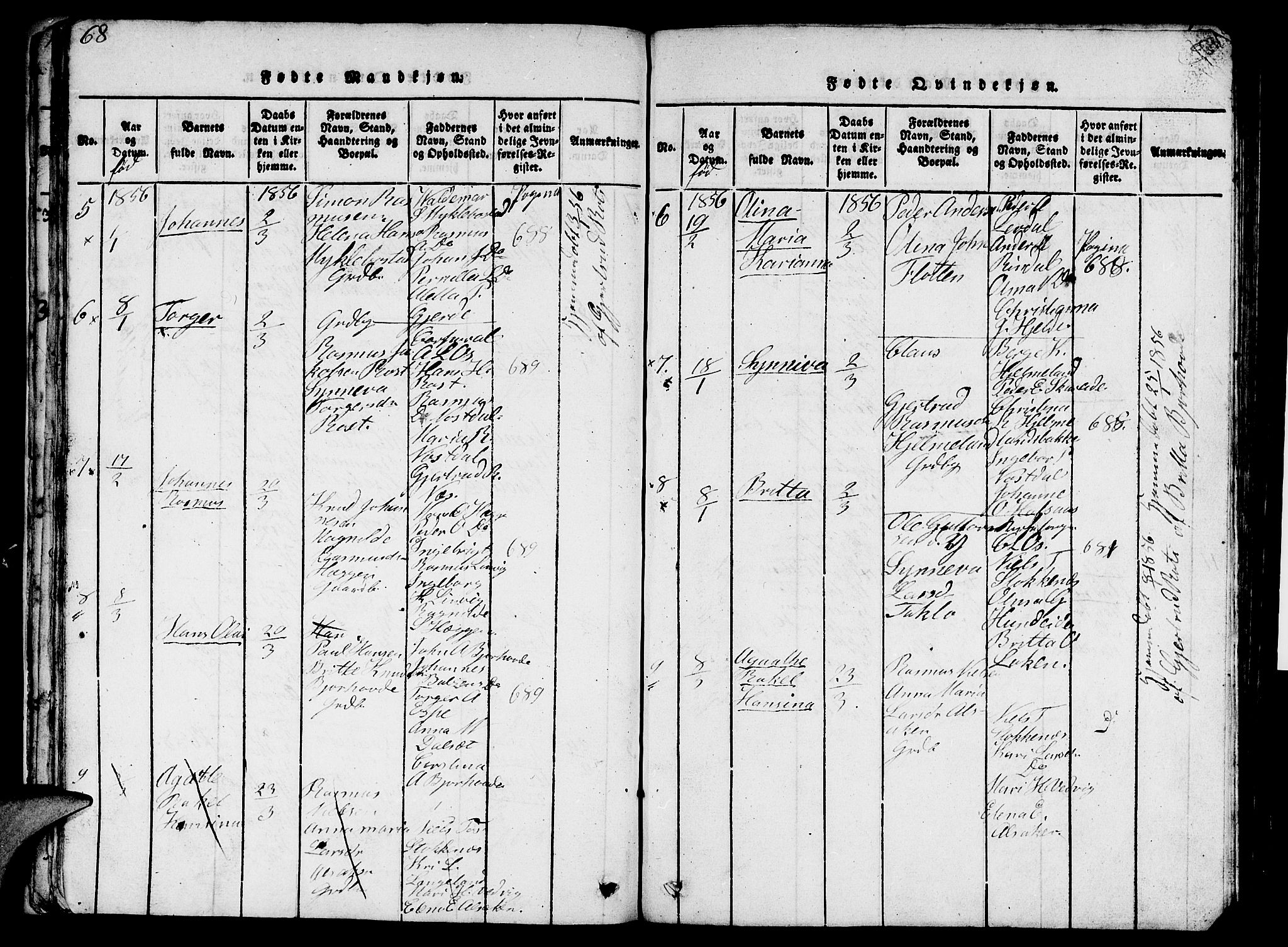 Eid sokneprestembete, AV/SAB-A-82301/H/Hab/Haba/L0001: Parish register (copy) no. A 1, 1816-1862, p. 68-69