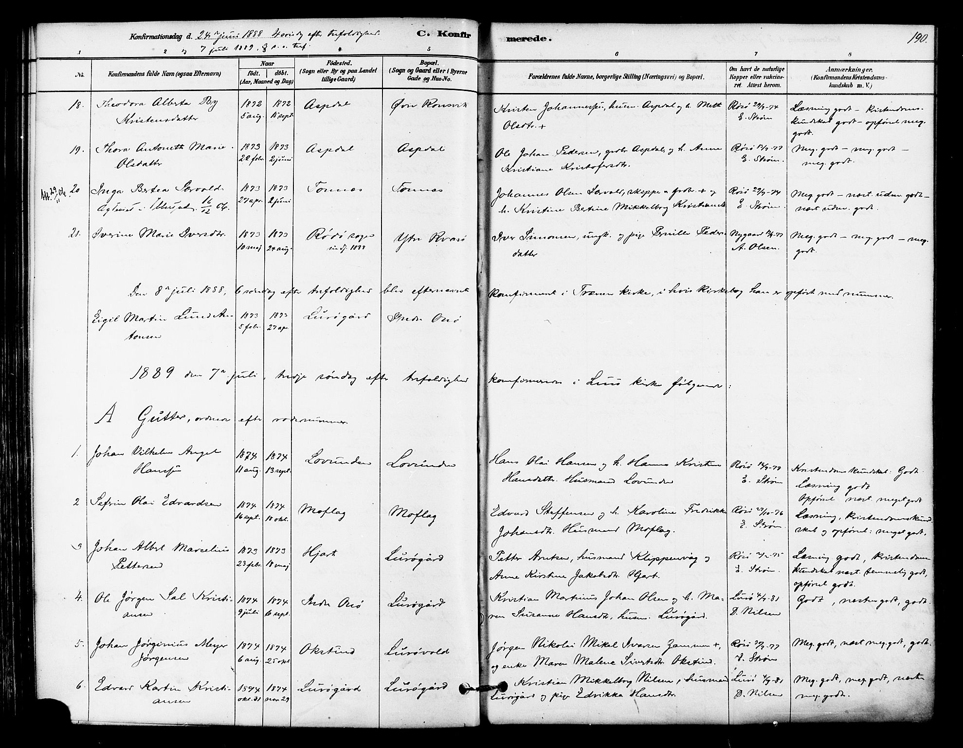 Ministerialprotokoller, klokkerbøker og fødselsregistre - Nordland, SAT/A-1459/839/L0568: Parish register (official) no. 839A05, 1880-1902, p. 190