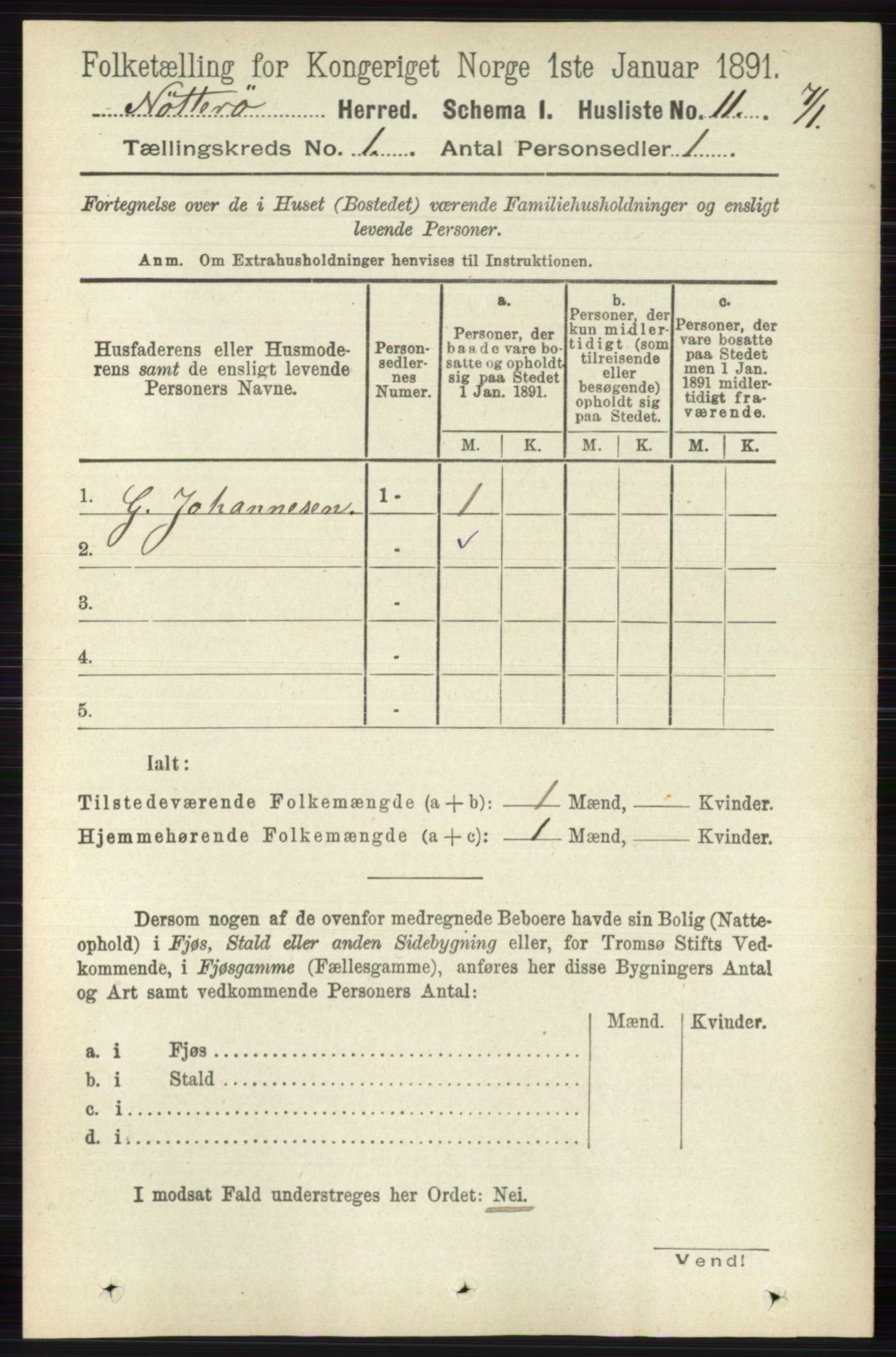 RA, 1891 census for 0722 Nøtterøy, 1891, p. 44